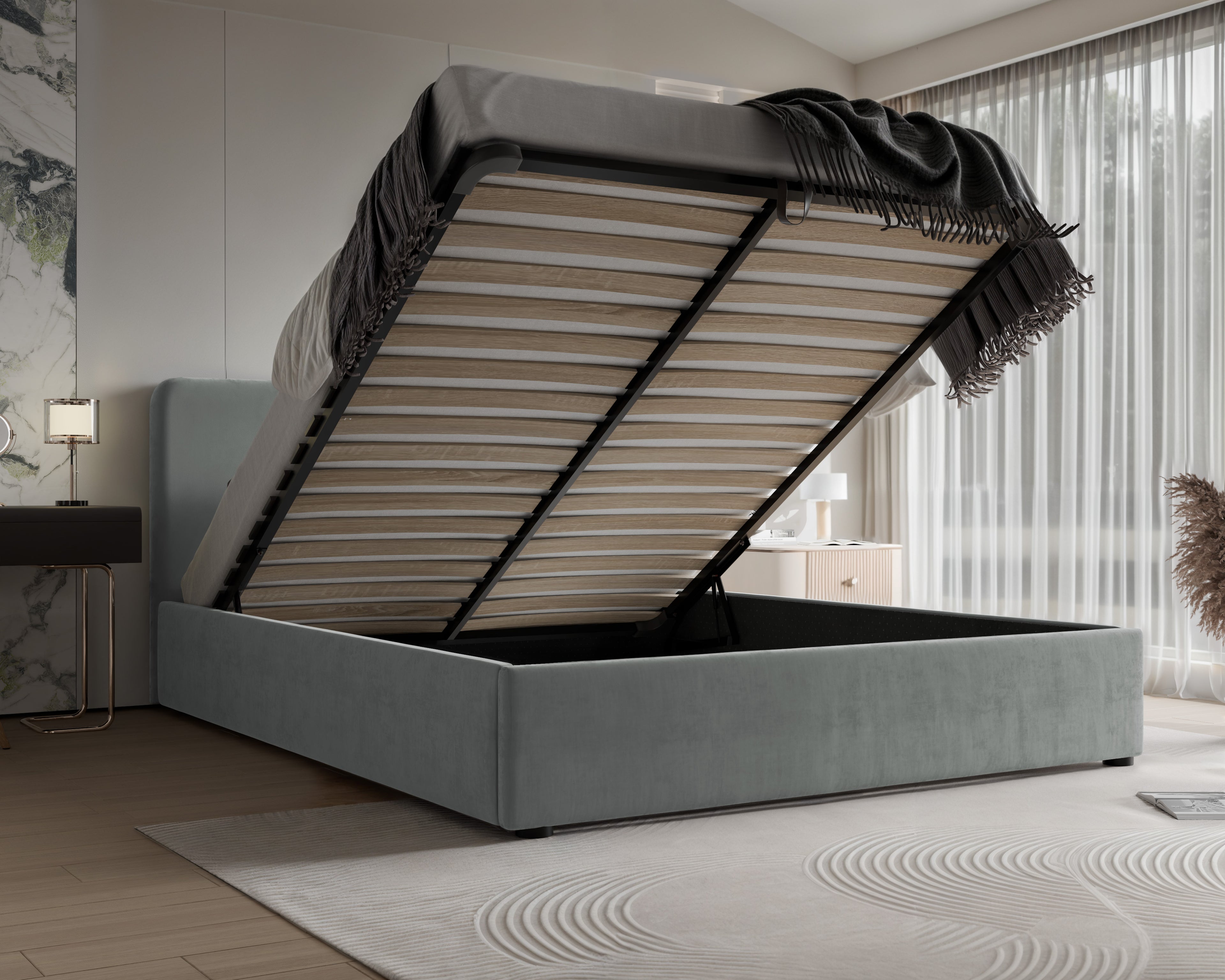 Polsterbett Lili 140/160/180x200cm mit Bettkasten und Lattenrost