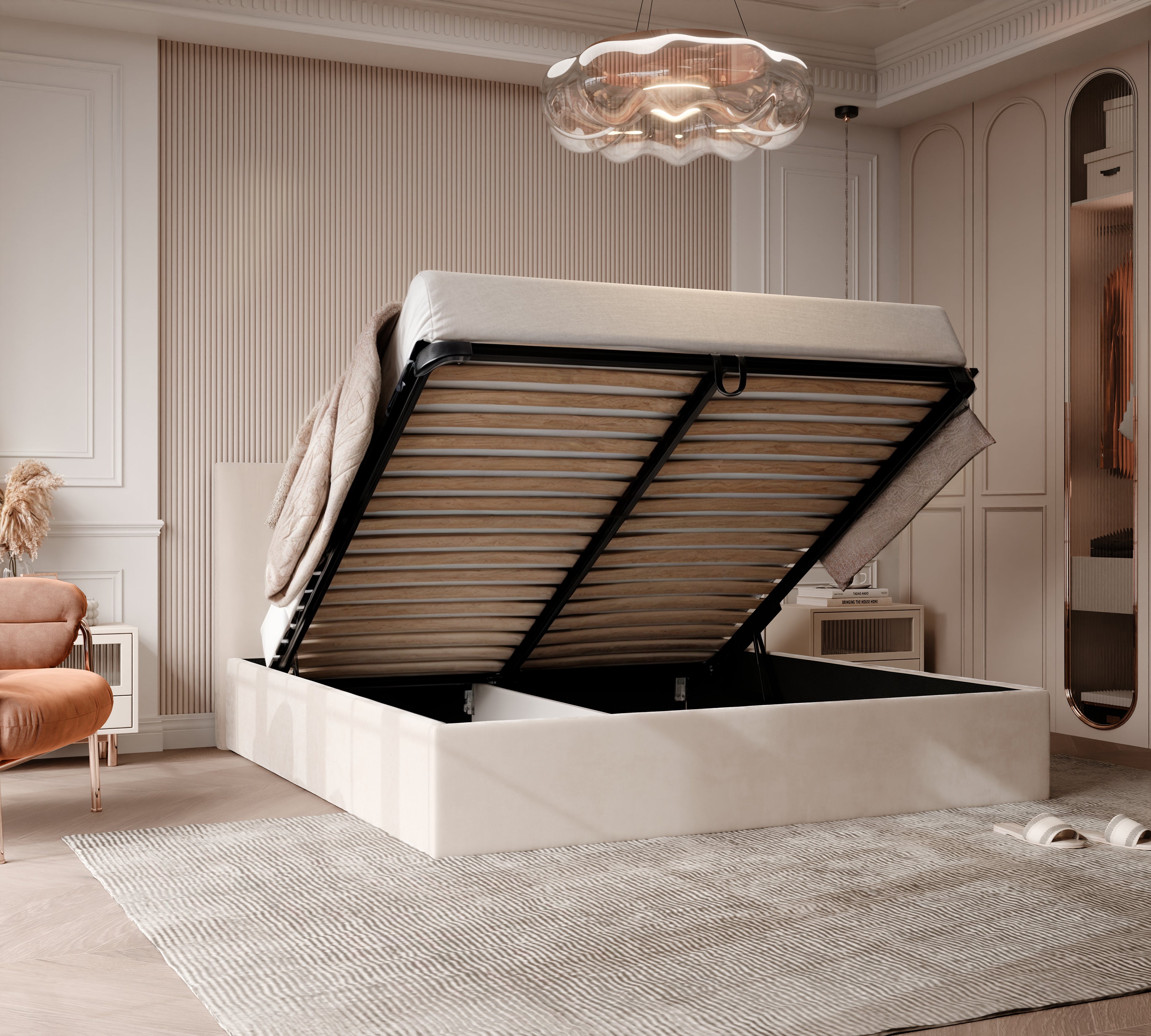 Polsterbett Lora 140/160/180x200cm mit Bettkasten und Lattenrost