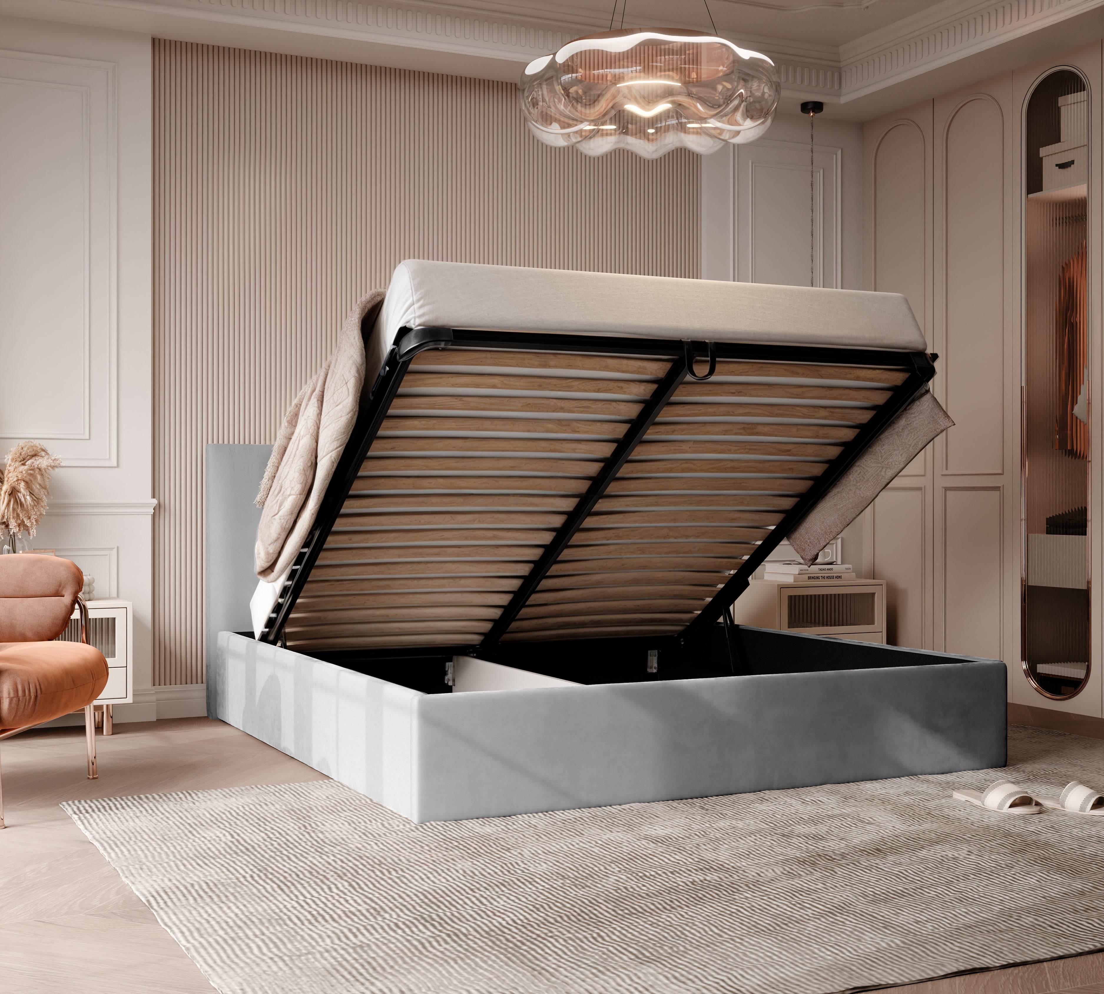 Polsterbett Lora 140/160/180x200cm mit Bettkasten und Lattenrost