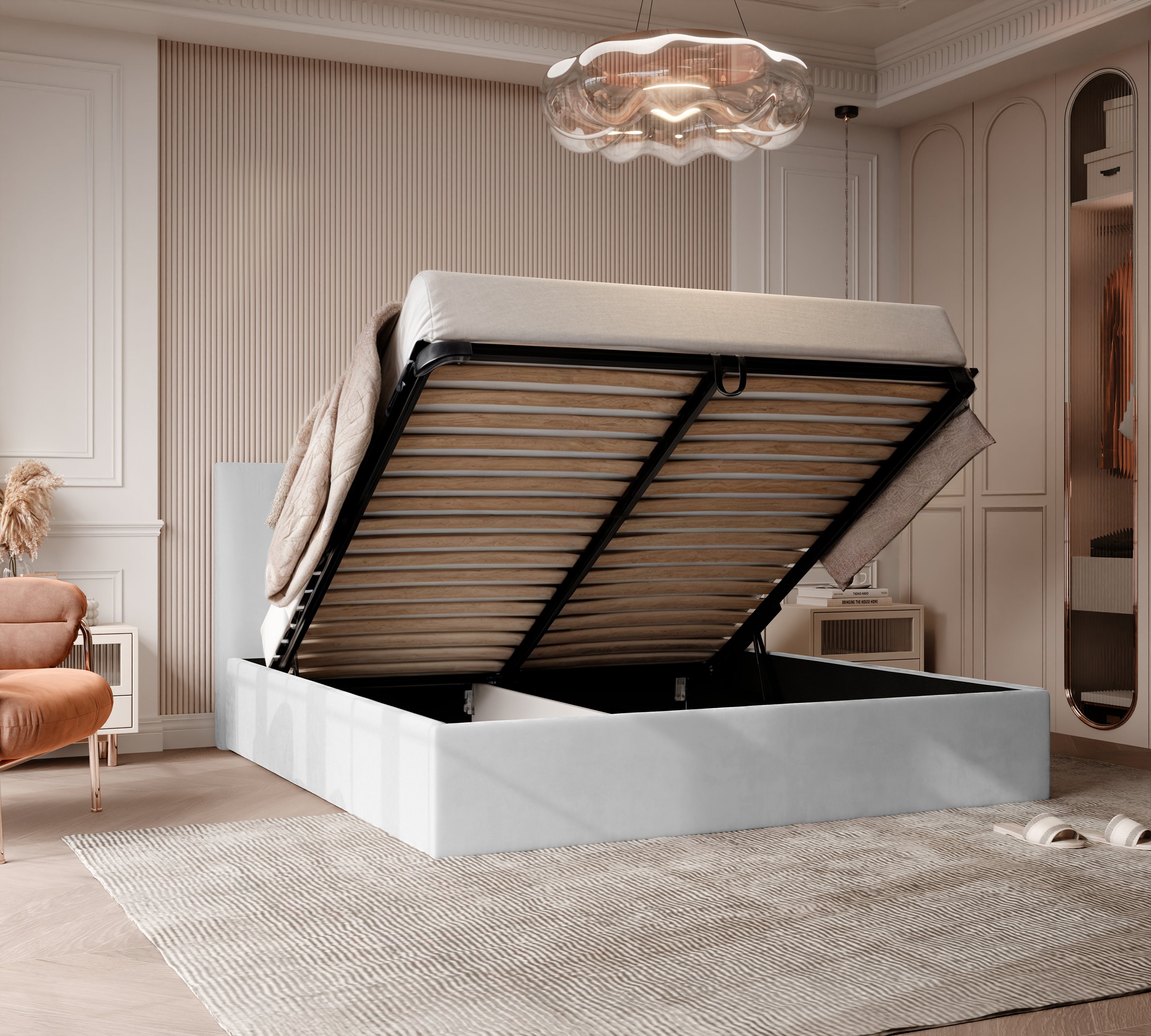 Polsterbett Lora 140/160/180x200cm mit Bettkasten und Lattenrost