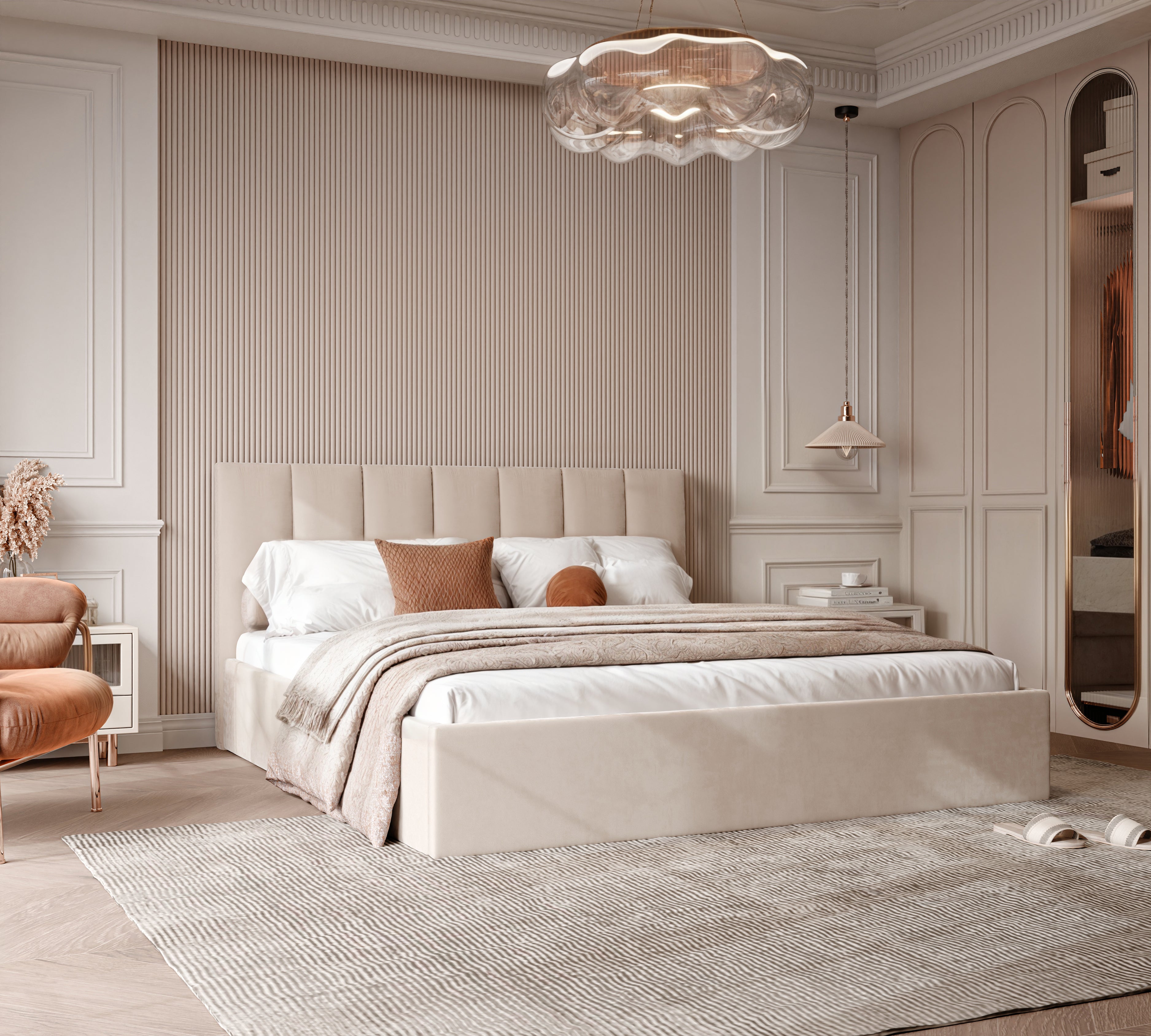 Polsterbett Lora 140/160/180x200cm mit Bettkasten und Lattenrost