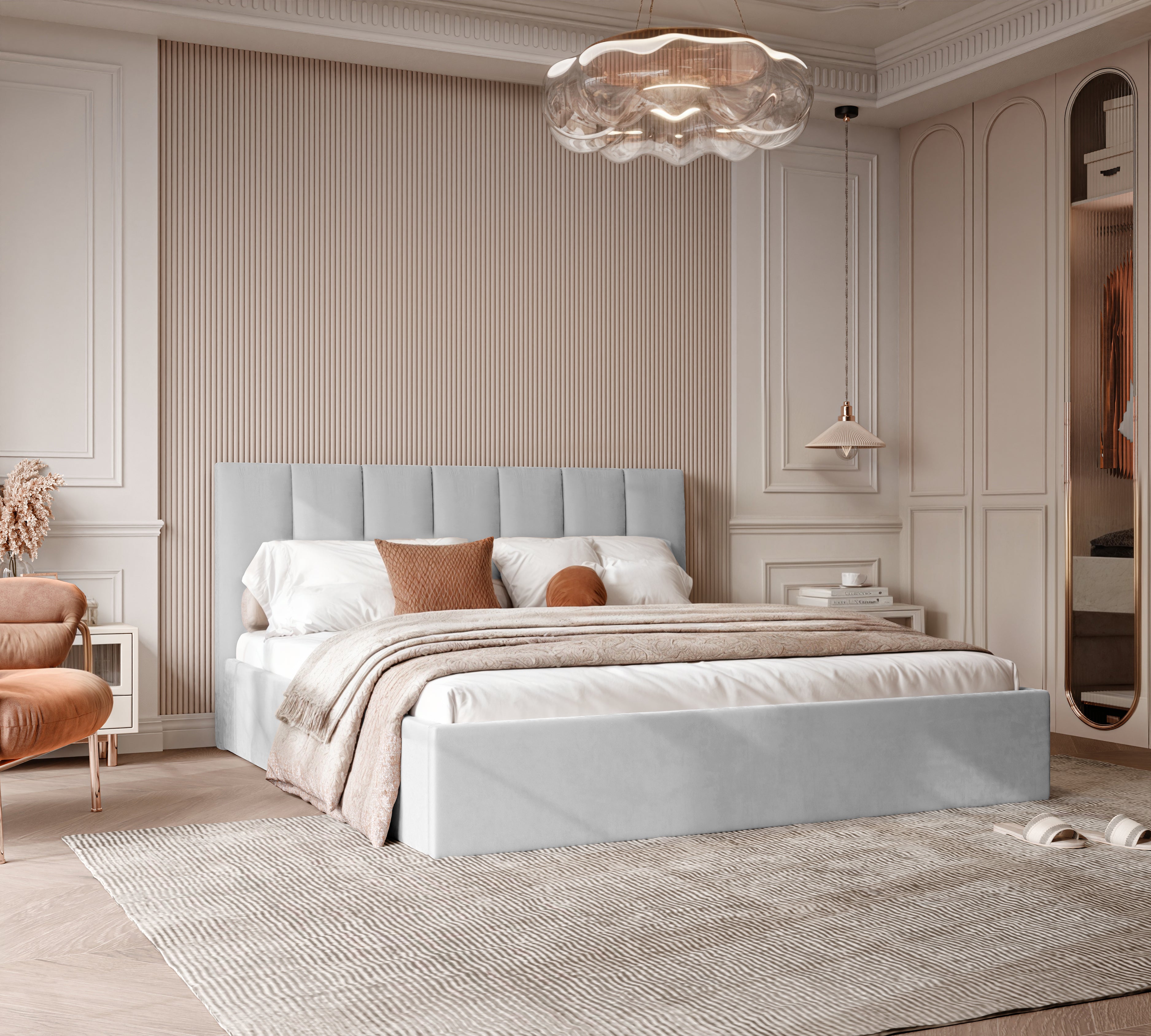 Polsterbett Lora 140/160/180x200cm mit Bettkasten und Lattenrost