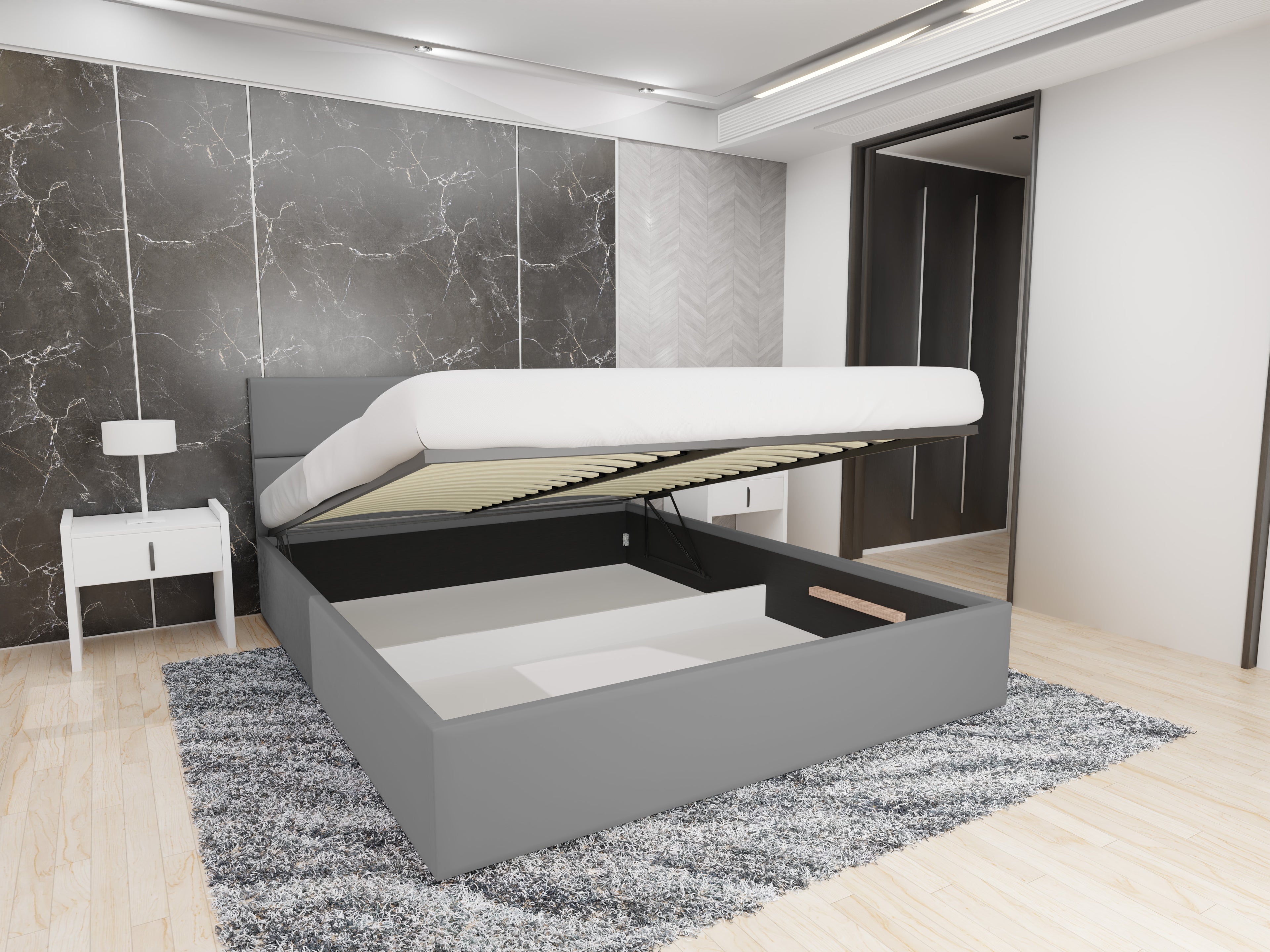 Polsterbett Maka 140/160/180x200 cm mit Bettkasten und Lattenrost