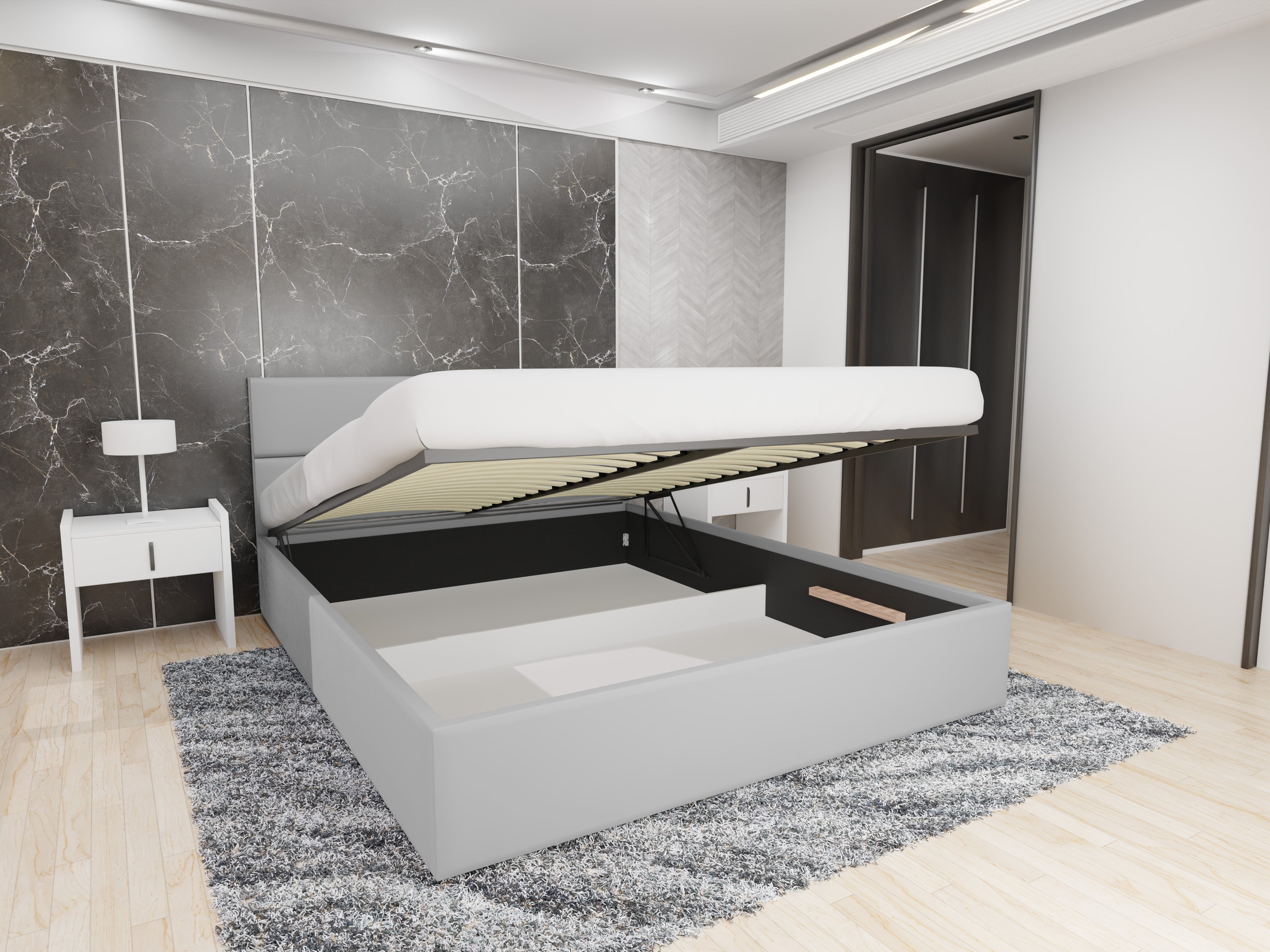 Polsterbett Maka 140/160/180x200 cm mit Bettkasten und Lattenrost