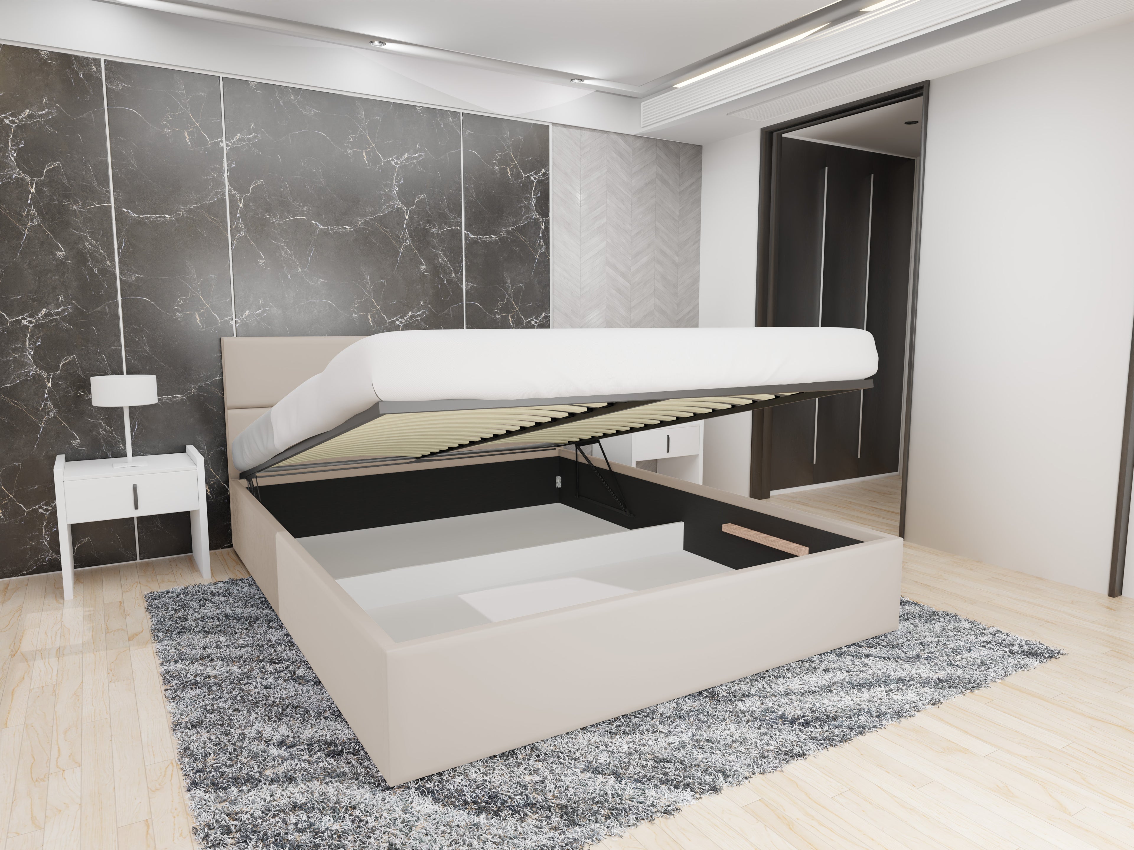 Polsterbett Maka 140/160/180x200 cm mit Bettkasten und Lattenrost