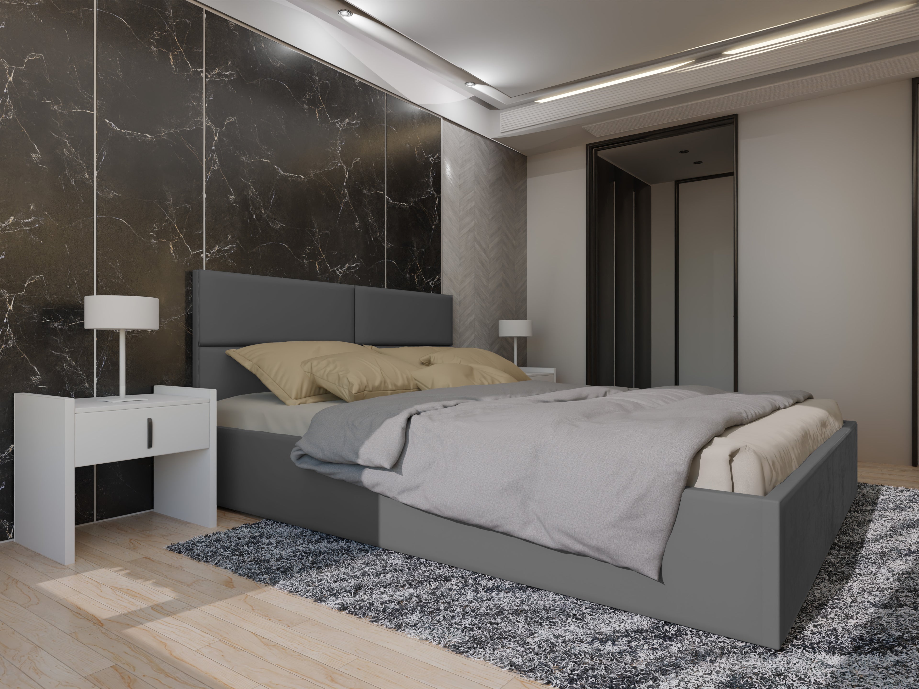 Polsterbett Maka 140/160/180x200 cm mit Bettkasten und Lattenrost