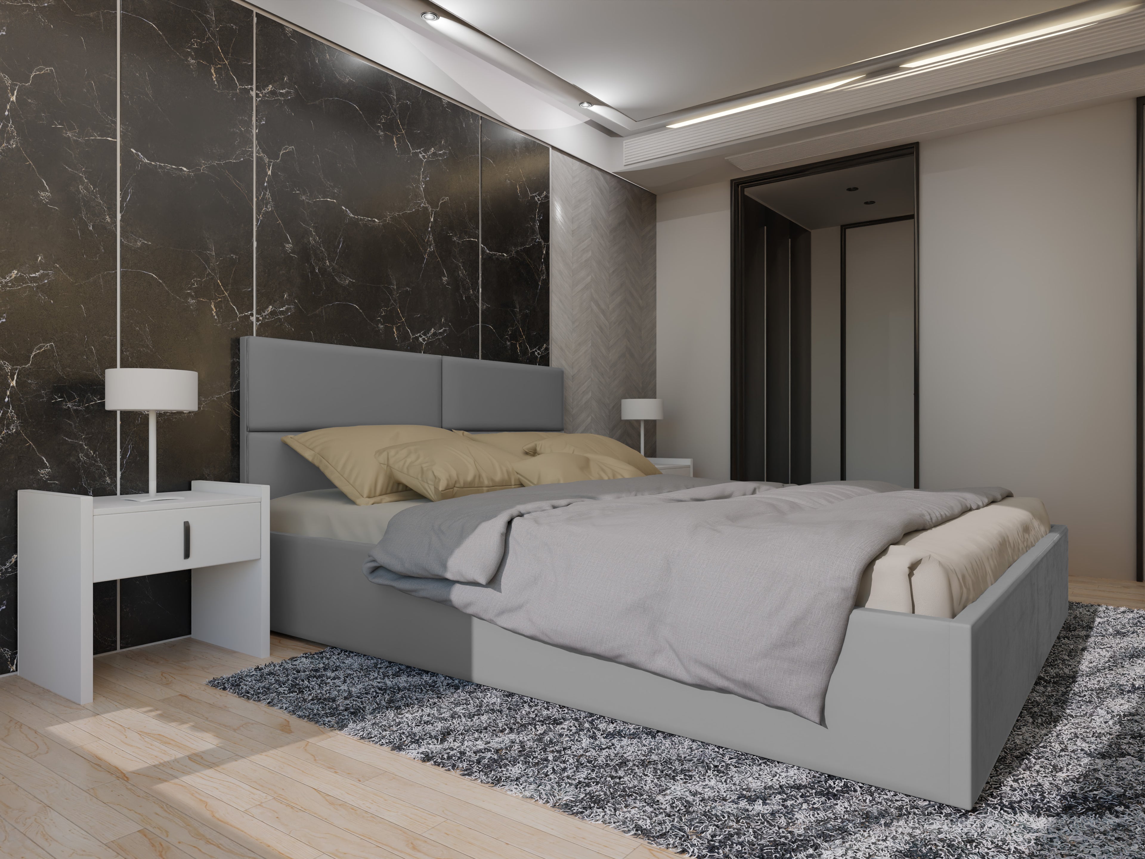 Polsterbett Maka 140/160/180x200 cm mit Bettkasten und Lattenrost