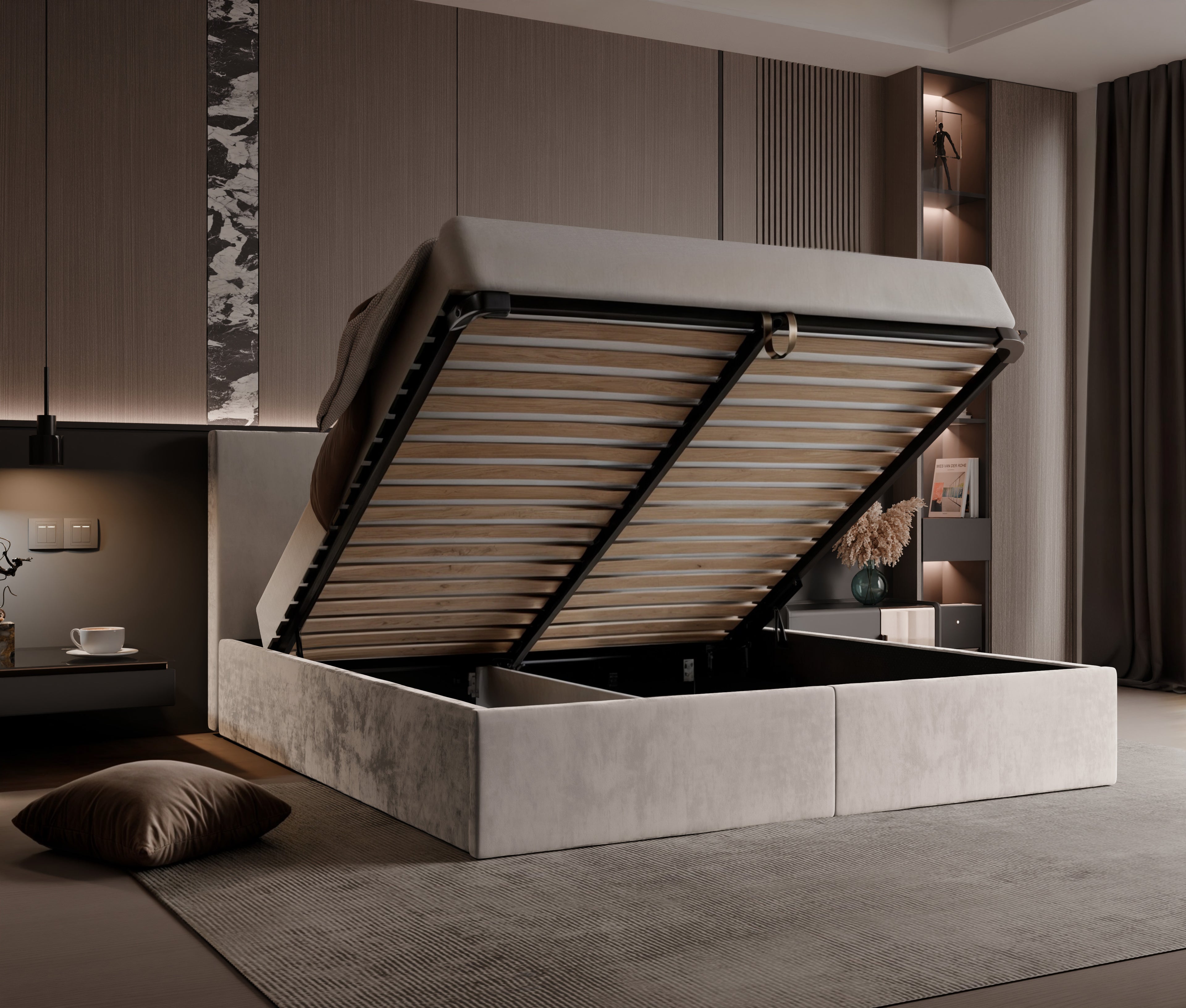 Polsterbett Mimi 140/160/180x200cm mit Bettkasten und Lattenrost