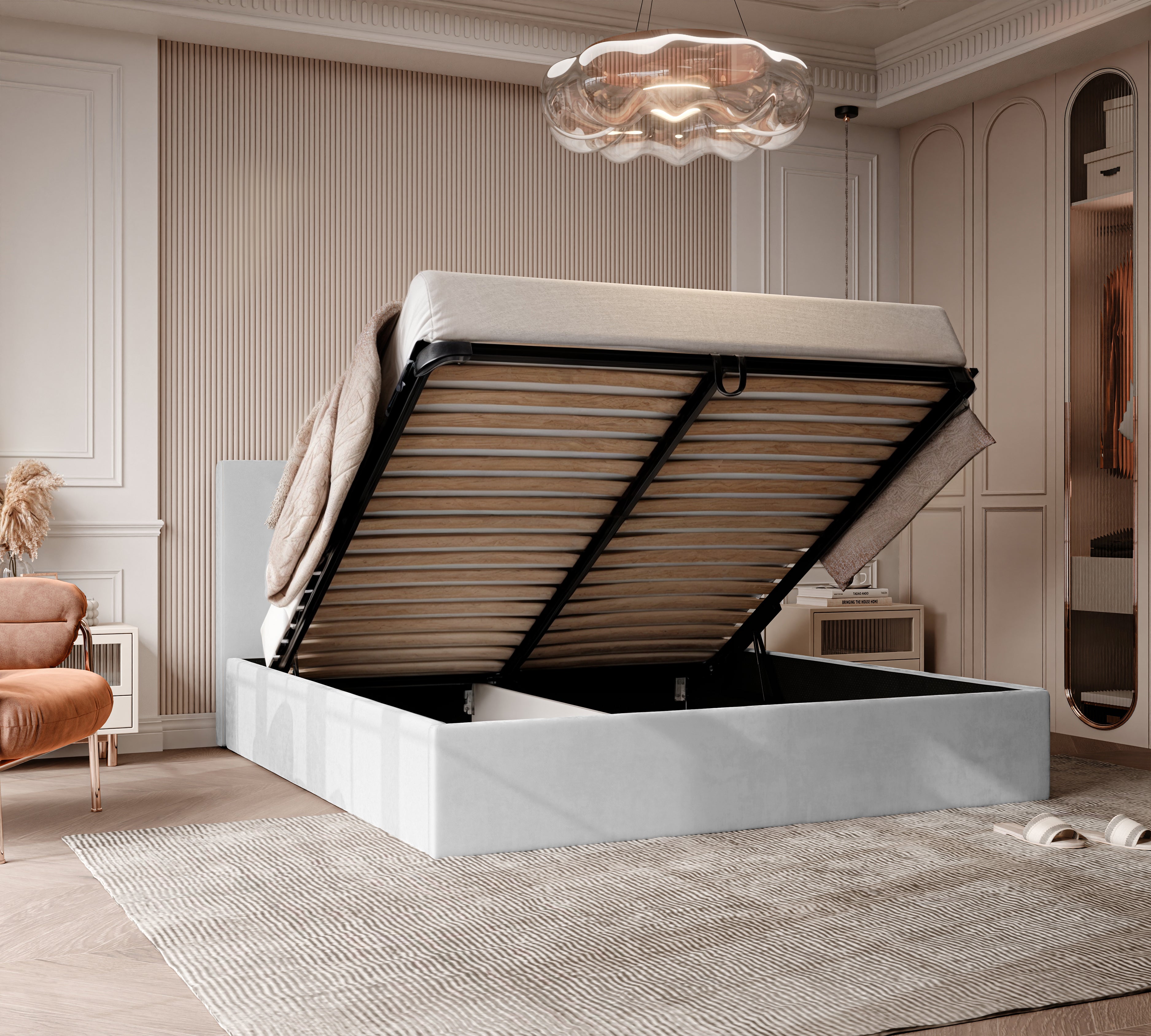 Polsterbett Riki 140/160/180x200cm mit Bettkasten und Lattenrost