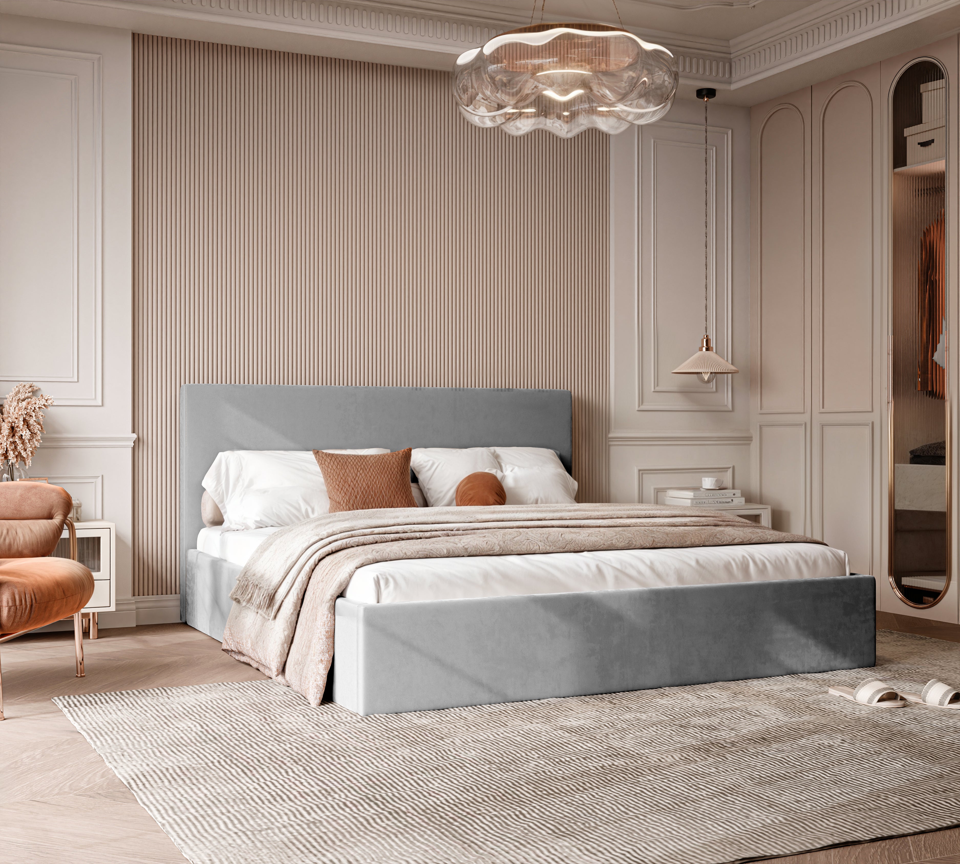 Polsterbett Riki 140/160/180x200cm mit Bettkasten und Lattenrost