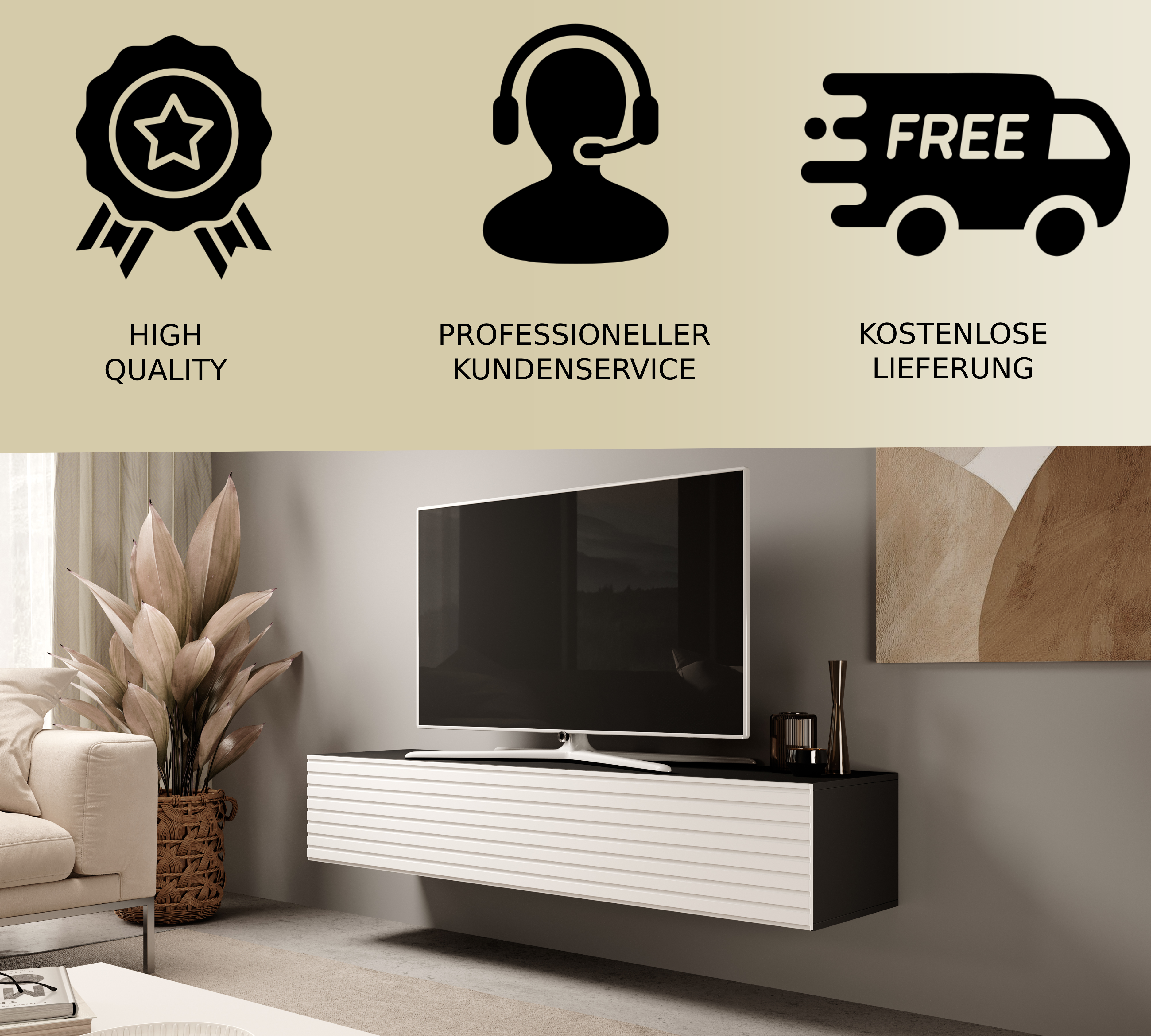 TV-Schrank Felix 160 cm Lamellen