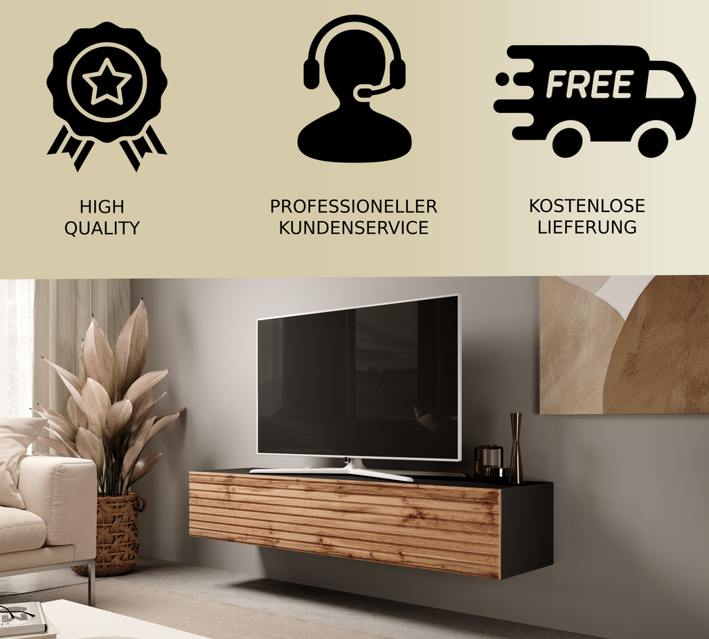 TV-Schrank Felix 160 cm Lamellen