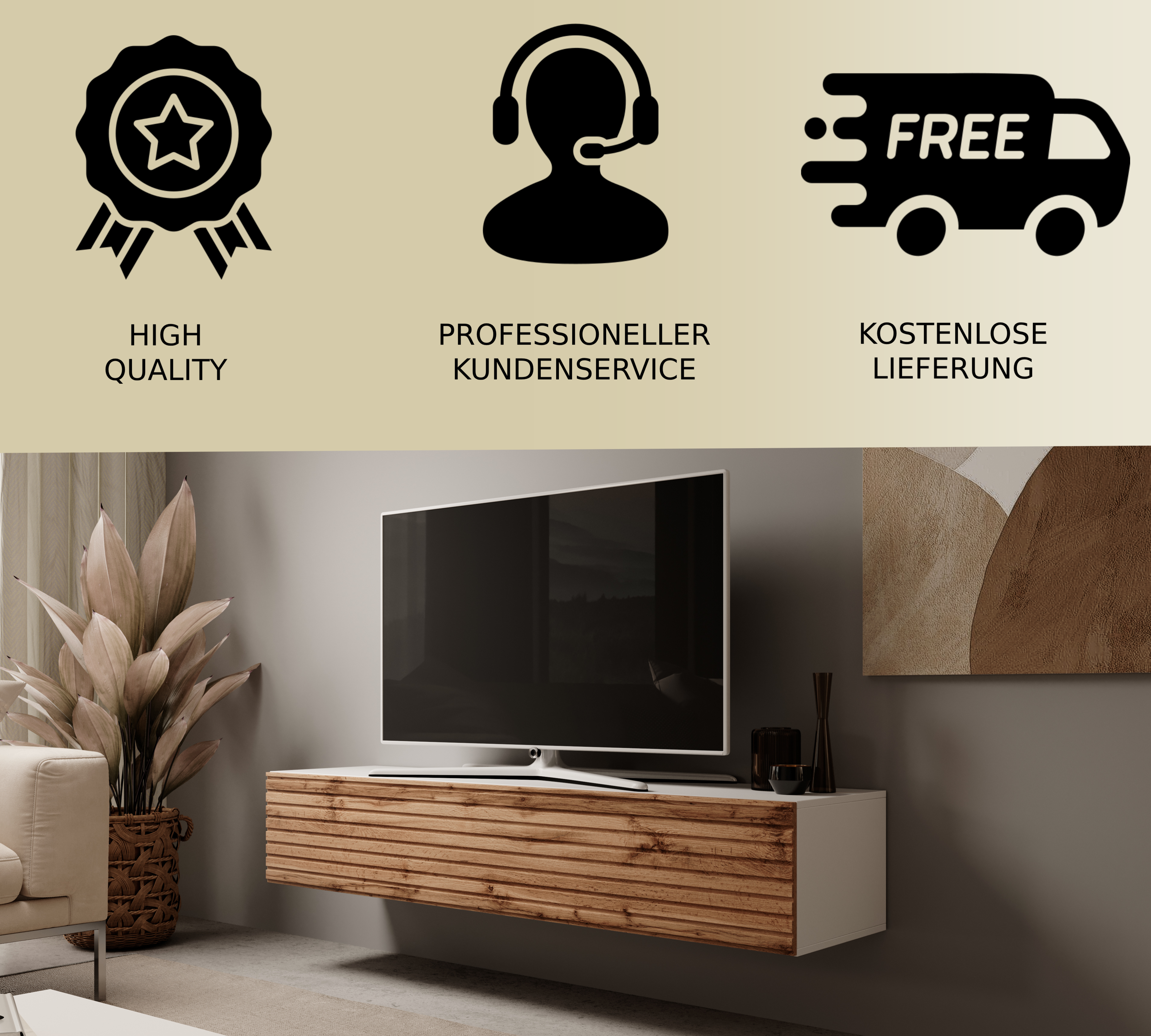 TV-Schrank Felix 160 cm Lamellen