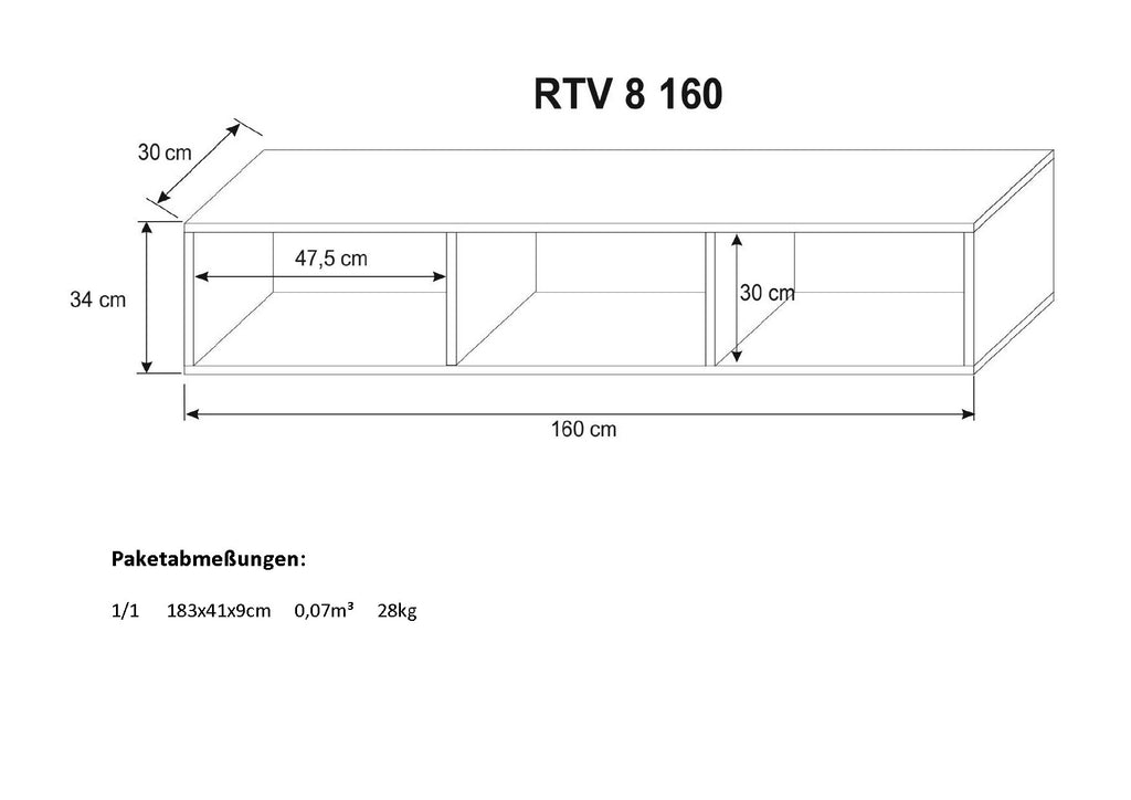 TV-Schrank FELIX 160cm Fronten Hochglanz