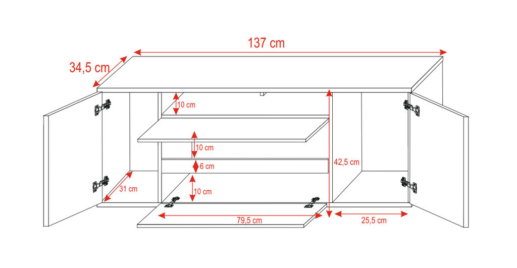TV-Schrank 137 cm Mila