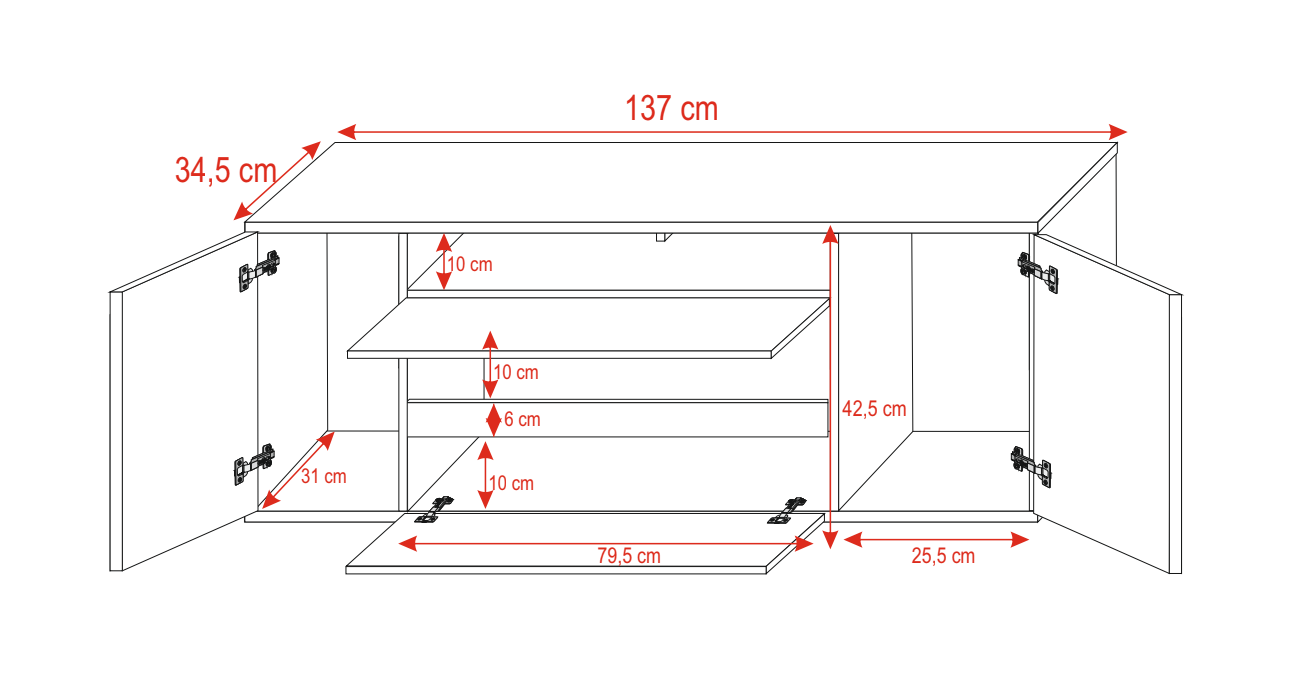 TV-Schrank 137 cm Mila