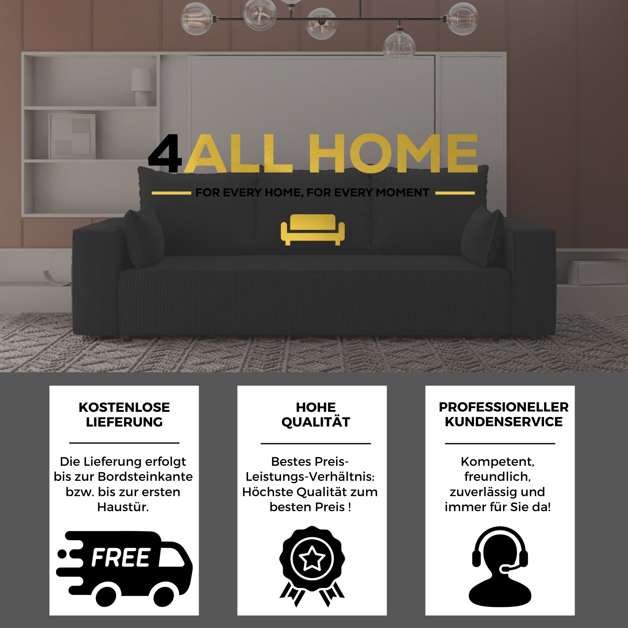 Sofa mit Schlaffunktion Veno Cord Poso