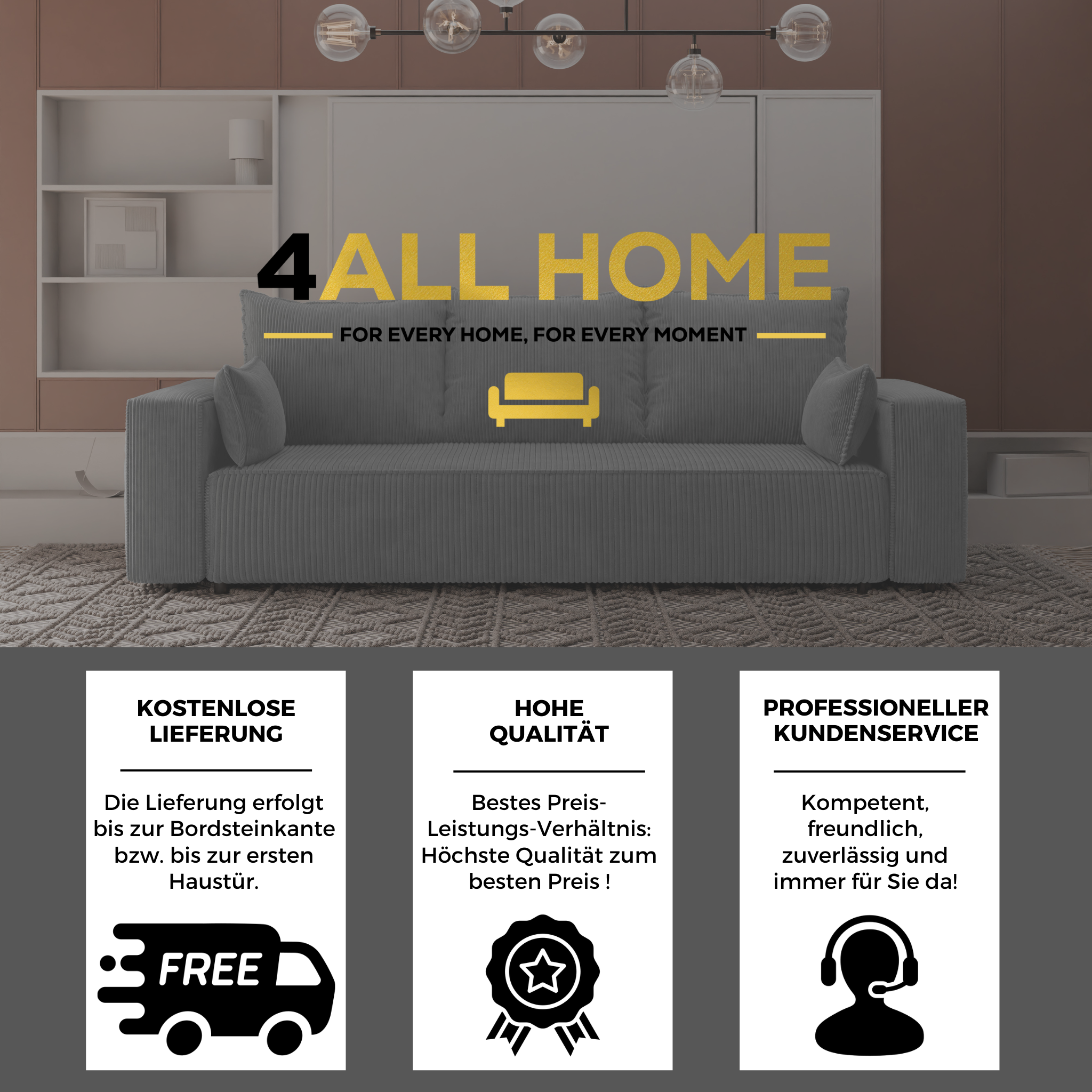 Sofa mit Schlaffunktion Veno Cord Poso