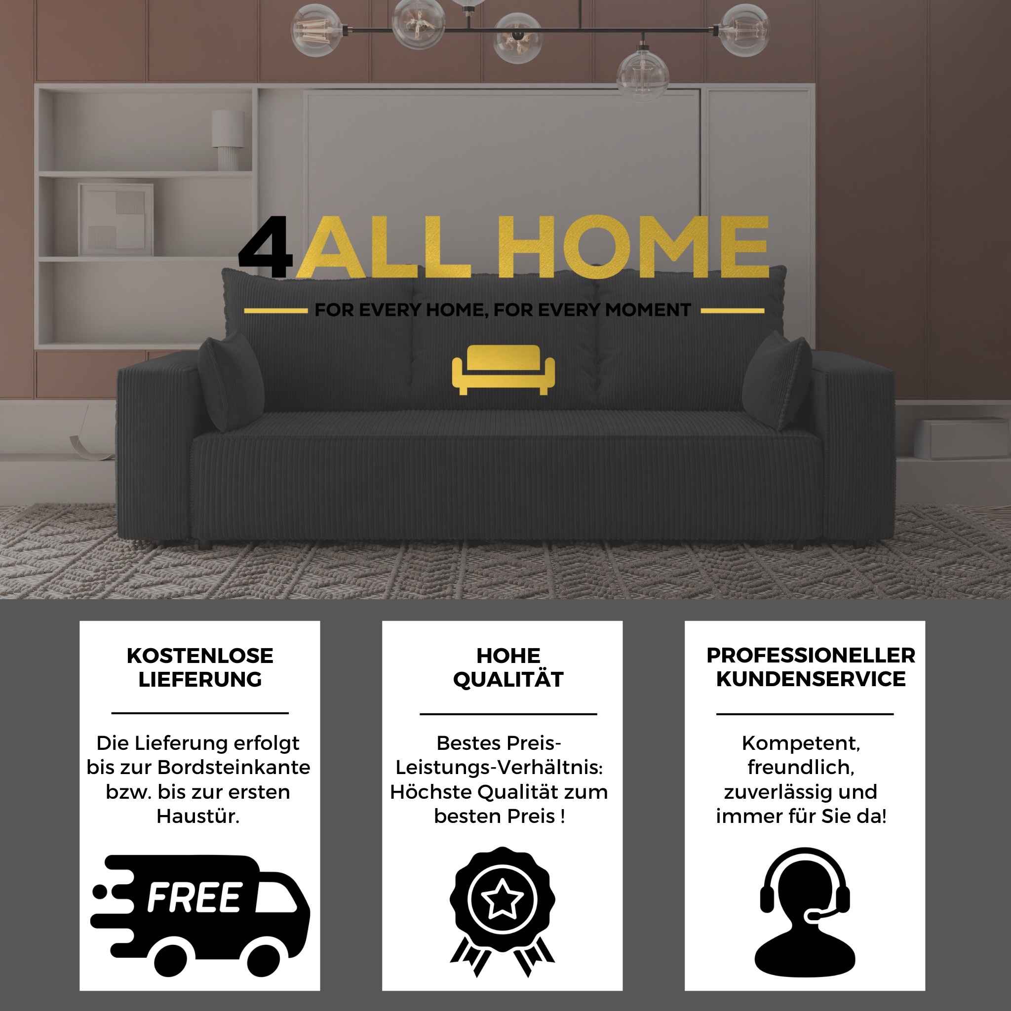 Sofa mit Schlaffunktion Veno Cord Poso