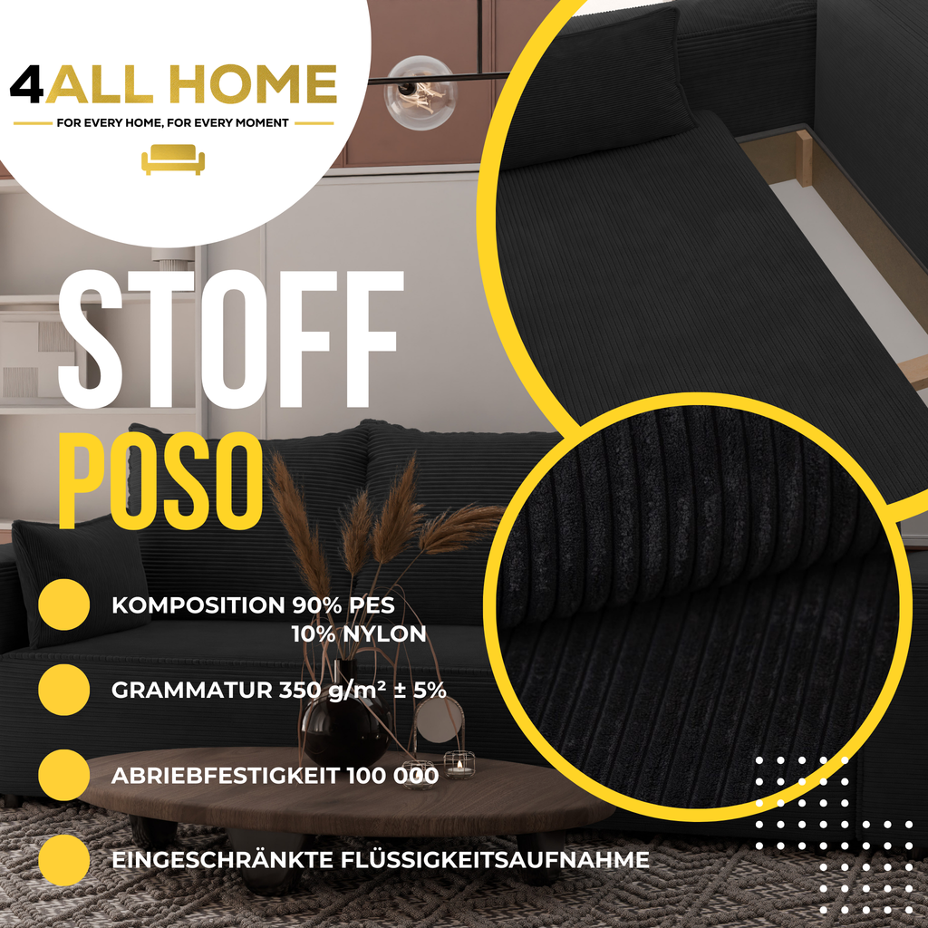 Sofa mit Schlaffunktion Veno Cord Poso