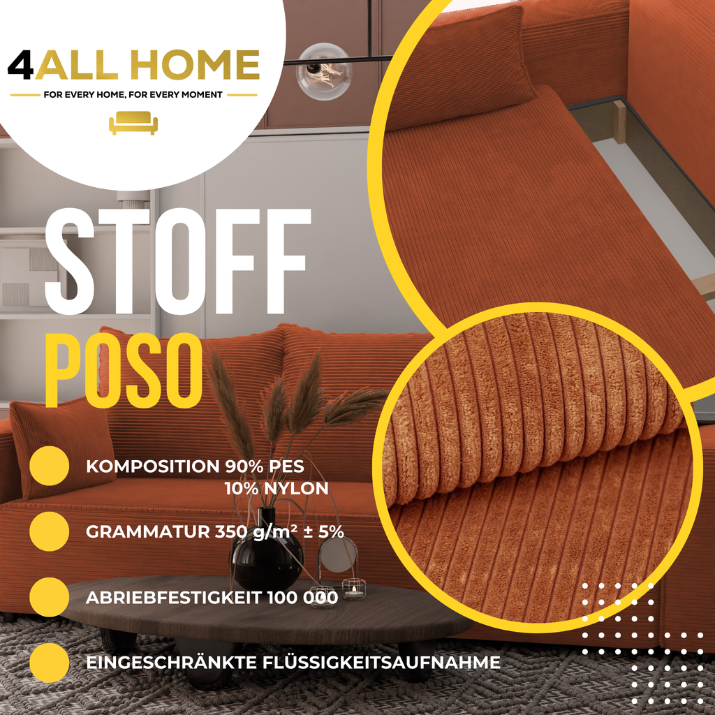 Sofa mit Schlaffunktion Veno Cord Poso
