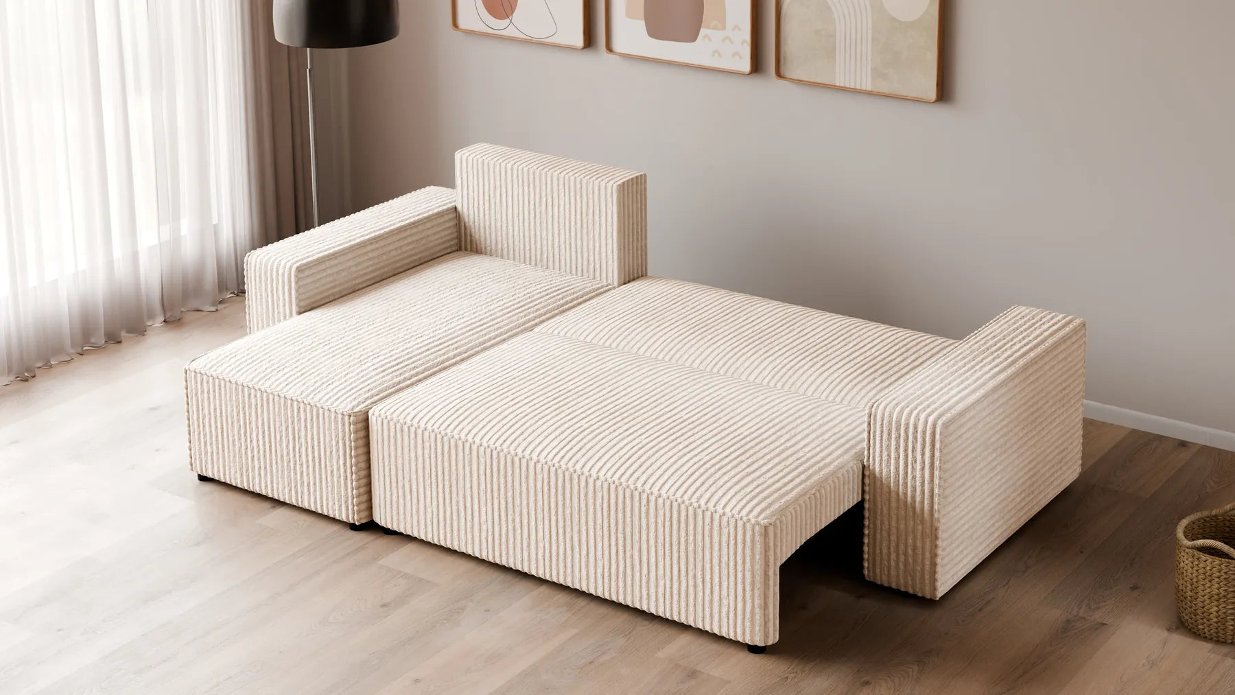 Ecksofa mit Schlaffunktion – Tobi Cordstoff Ambience, L-Form
