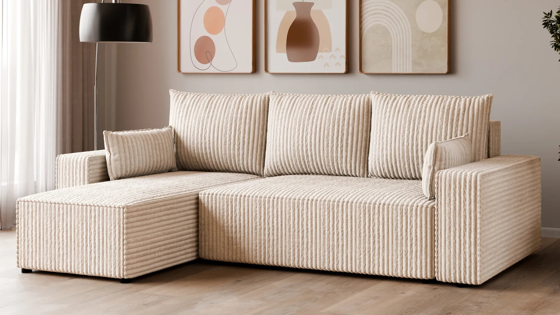 Ecksofa mit Schlaffunktion – Tobi Cordstoff Ambience, L-Form