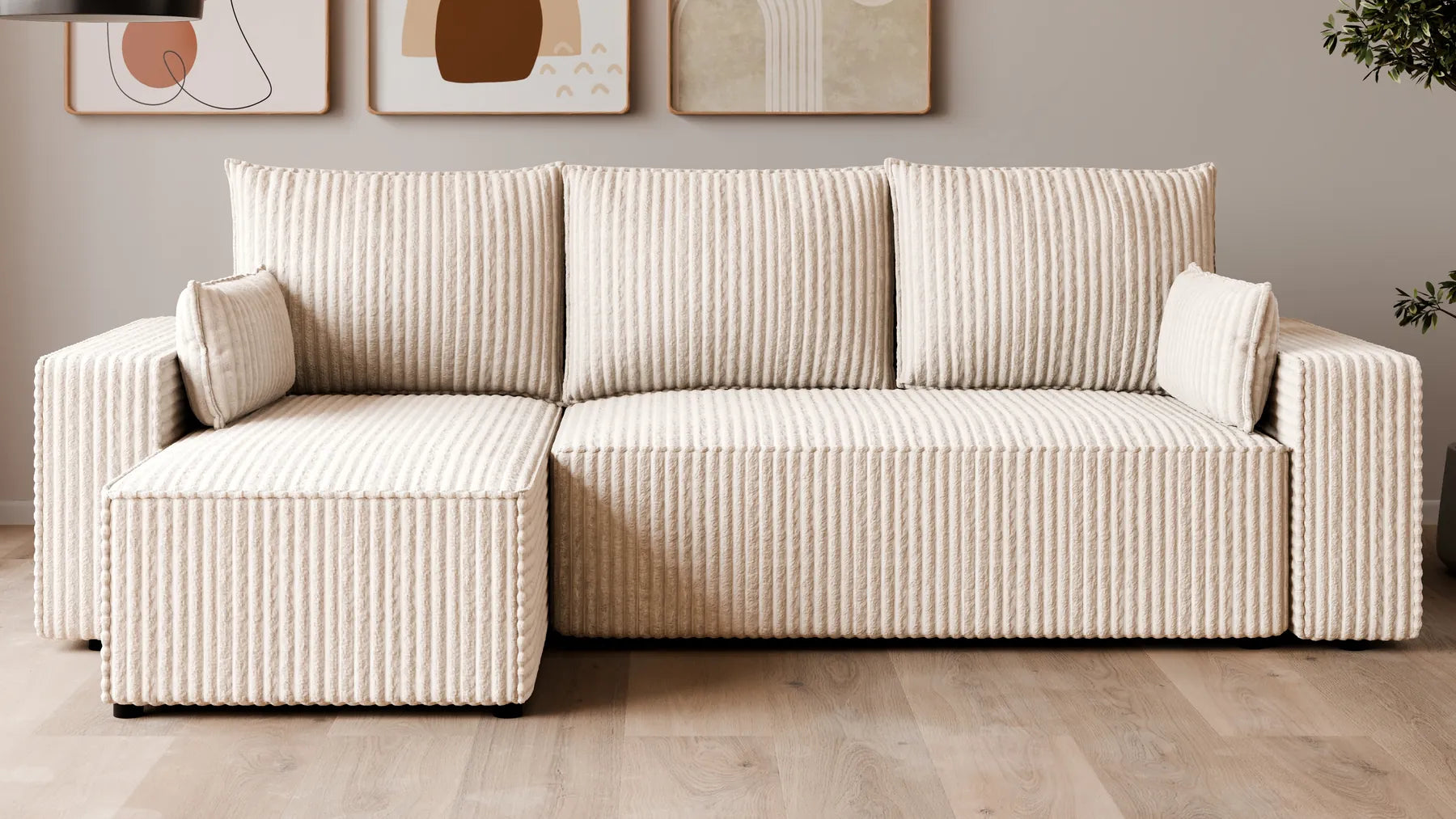 Ecksofa mit Schlaffunktion – Tobi Cordstoff Ambience, L-Form
