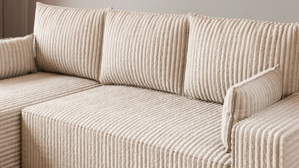 Ecksofa mit Schlaffunktion – Tobi Cordstoff Ambience, L-Form