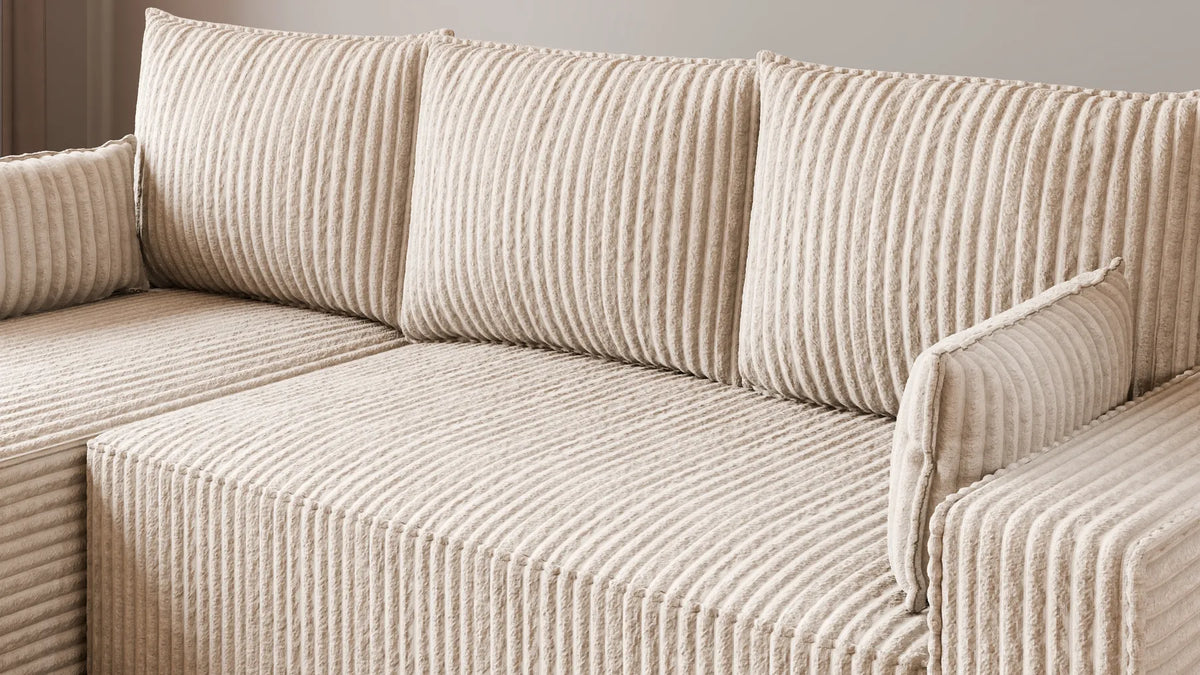 Ecksofa mit Schlaffunktion – Tobi Cordstoff Ambience, L-Form