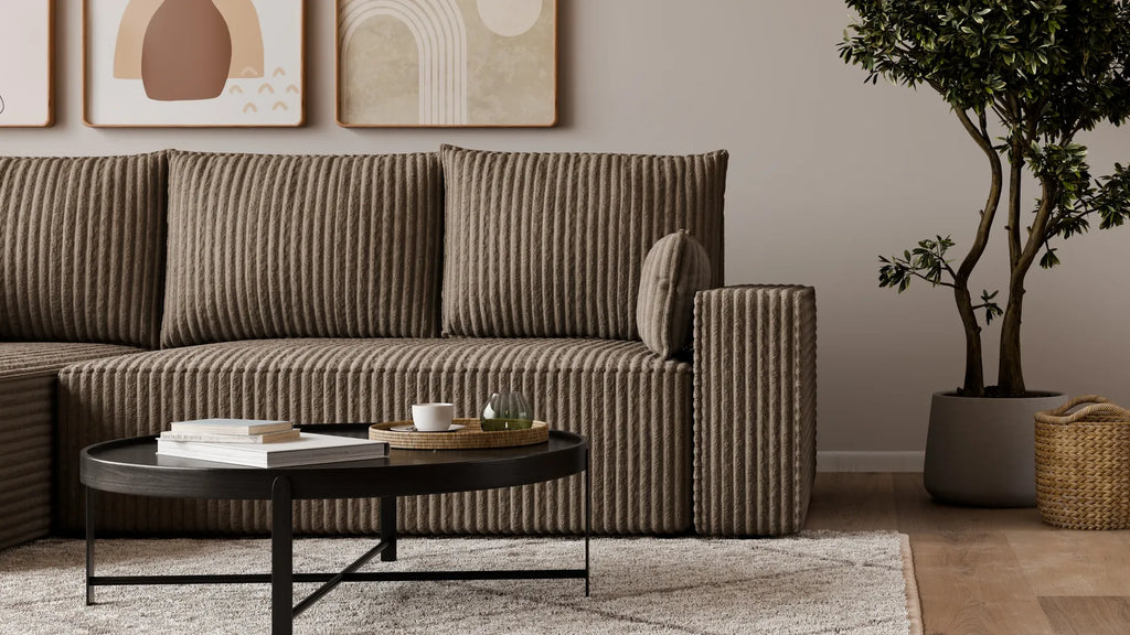 Ecksofa mit Schlaffunktion – Tobi Cordstoff Ambience, L-Form