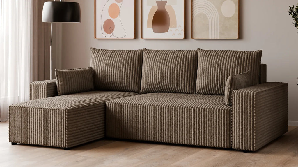 Ecksofa mit Schlaffunktion – Tobi Cordstoff Ambience, L-Form