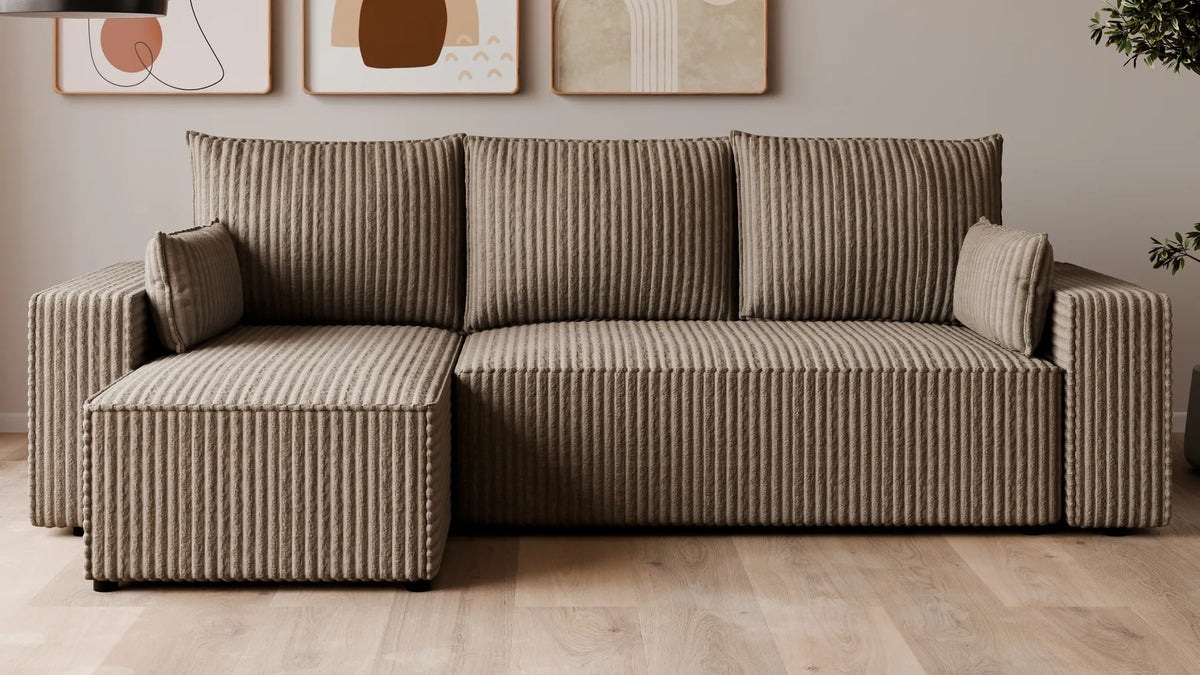 Ecksofa mit Schlaffunktion – Tobi Cordstoff Ambience, L-Form