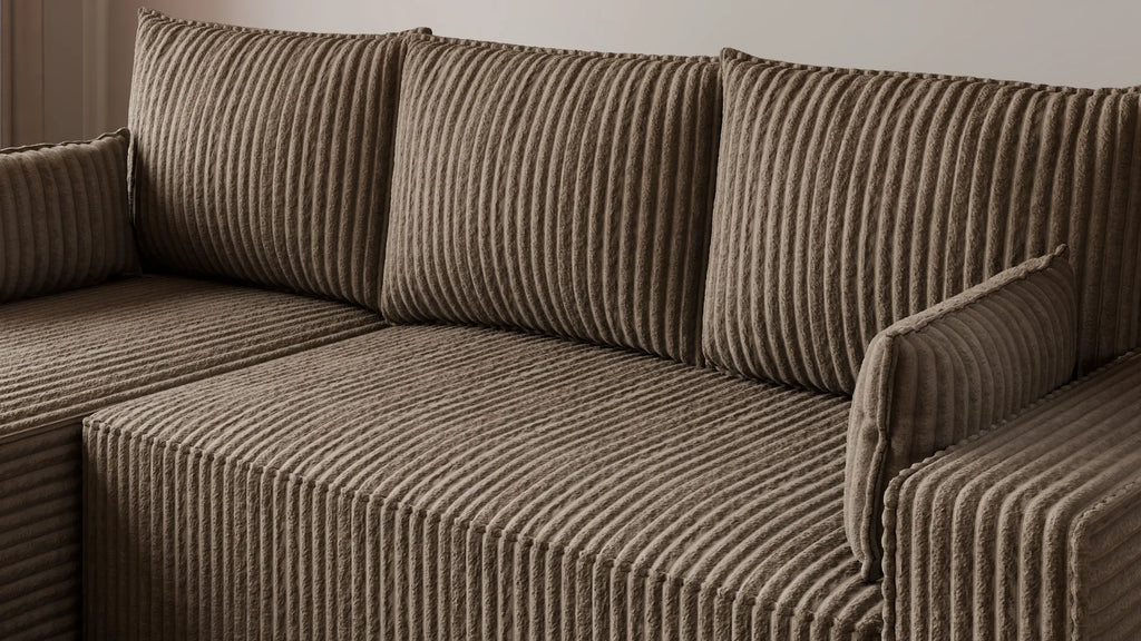 Ecksofa mit Schlaffunktion – Tobi Cordstoff Ambience, L-Form