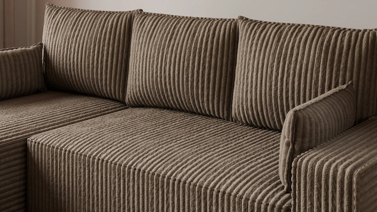 Ecksofa mit Schlaffunktion – Tobi Cordstoff Ambience, L-Form