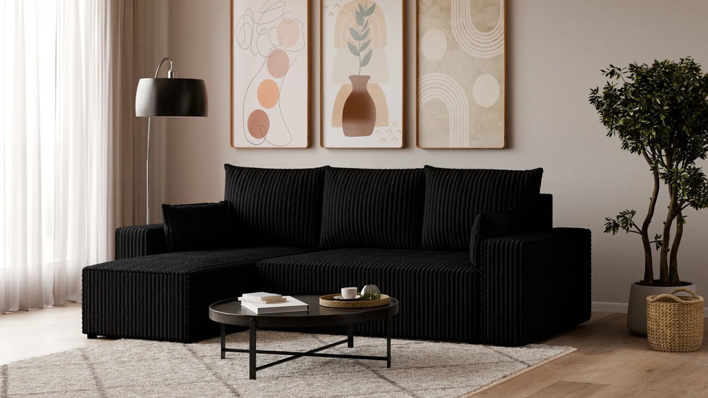 Ecksofa mit Schlaffunktion – Tobi Cordstoff Ambience, L-Form