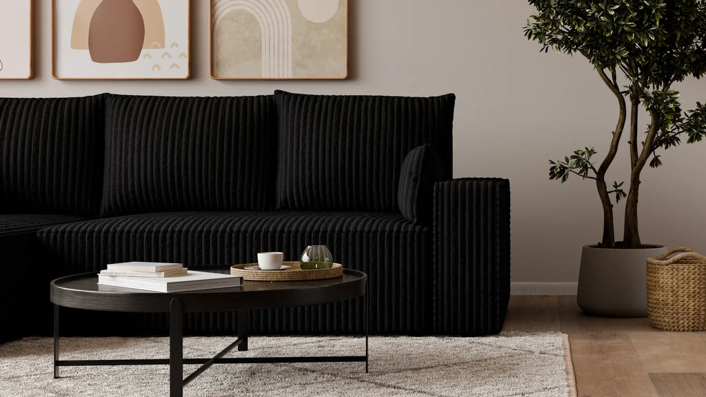Ecksofa mit Schlaffunktion – Tobi Cordstoff Ambience, L-Form