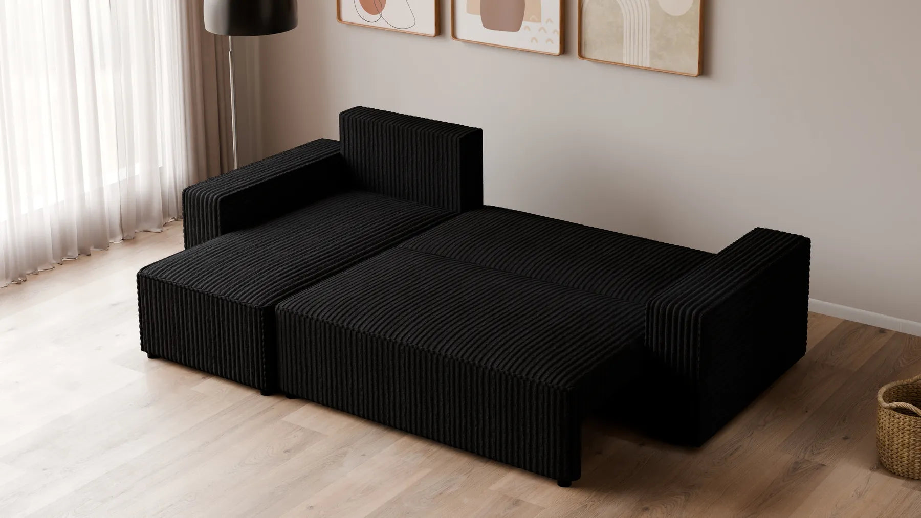Ecksofa mit Schlaffunktion – Tobi Cordstoff Ambience, L-Form