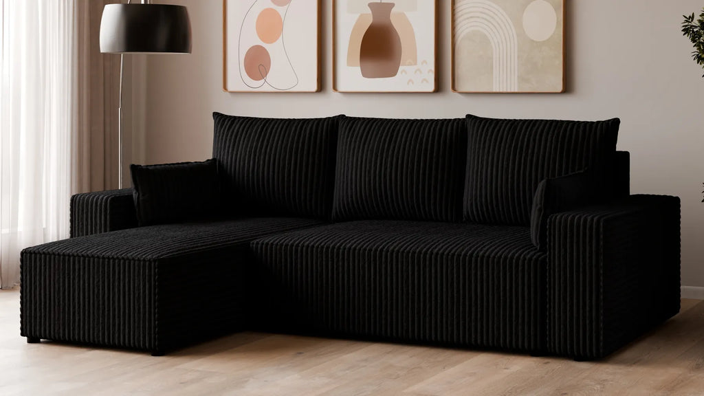 Ecksofa mit Schlaffunktion – Tobi Cordstoff Ambience, L-Form
