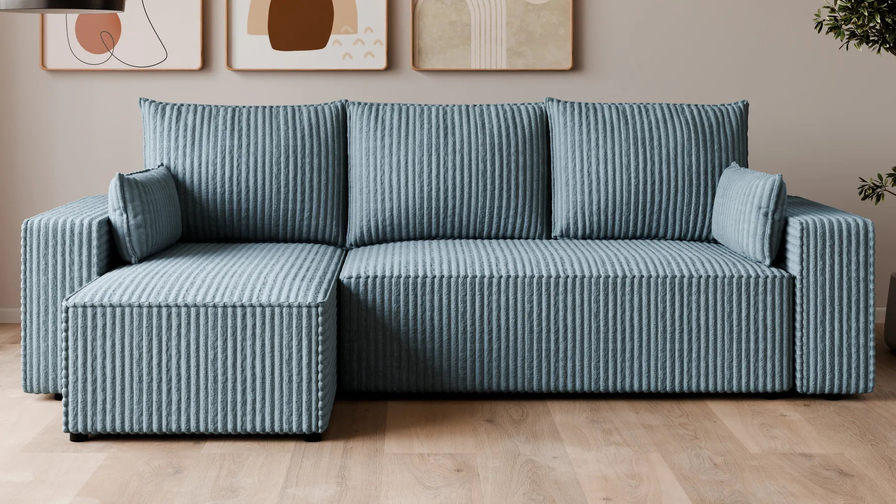 Ecksofa mit Schlaffunktion – Tobi Cordstoff Ambience, L-Form