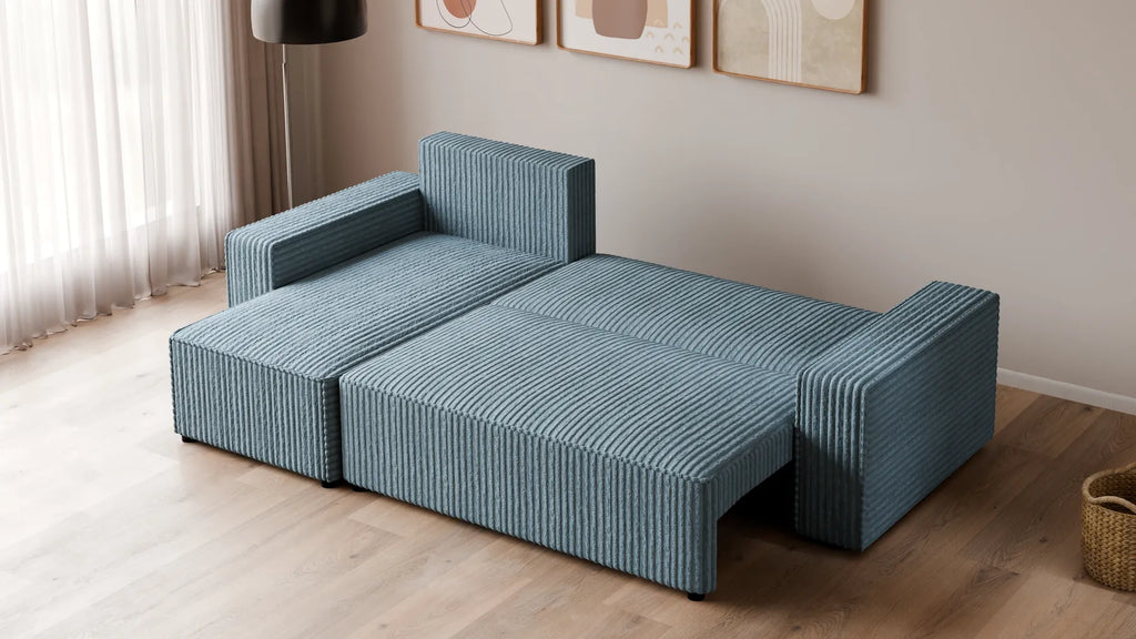 Ecksofa mit Schlaffunktion – Tobi Cordstoff Ambience, L-Form