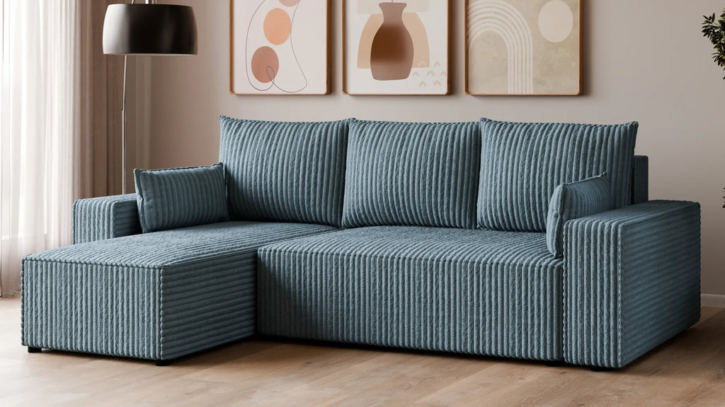 Ecksofa mit Schlaffunktion – Tobi Cordstoff Ambience, L-Form