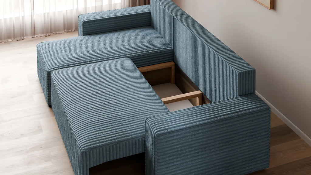 Ecksofa mit Schlaffunktion – Tobi Cordstoff Ambience, L-Form