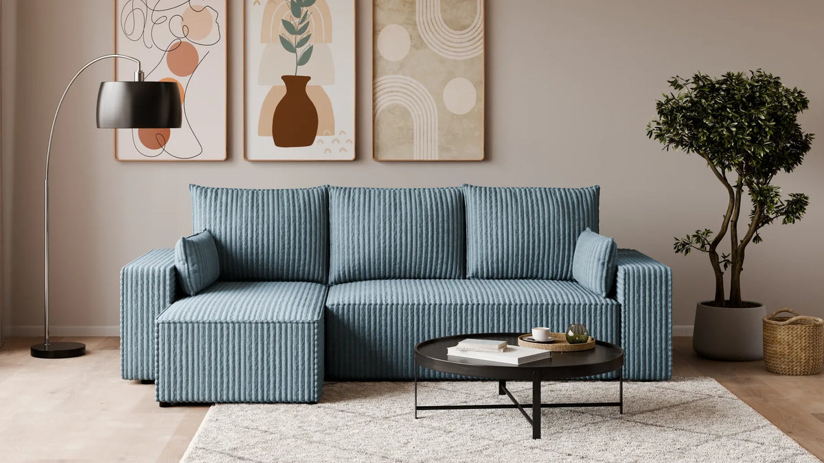 Ecksofa mit Schlaffunktion – Tobi Cordstoff Ambience, L-Form