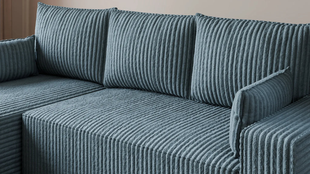 Ecksofa mit Schlaffunktion – Tobi Cordstoff Ambience, L-Form