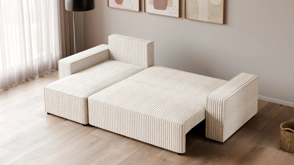 Ecksofa mit Schlaffunktion – Tobi Cordstoff Ambience, L-Form