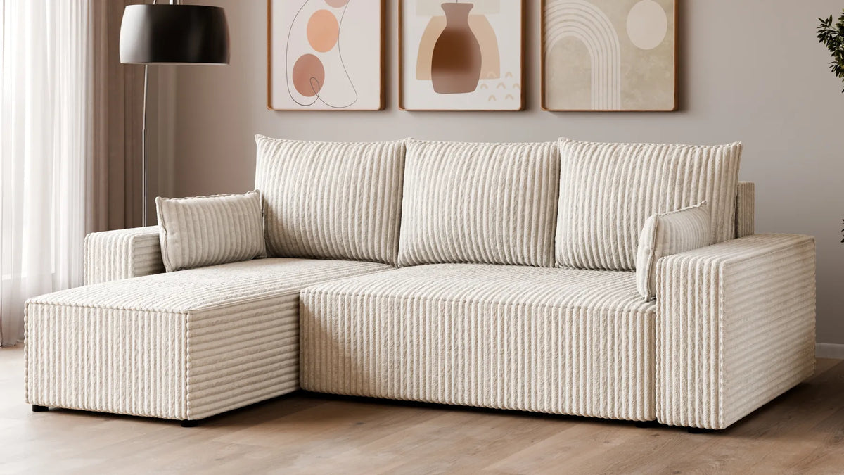 Ecksofa mit Schlaffunktion – Tobi Cordstoff Ambience, L-Form