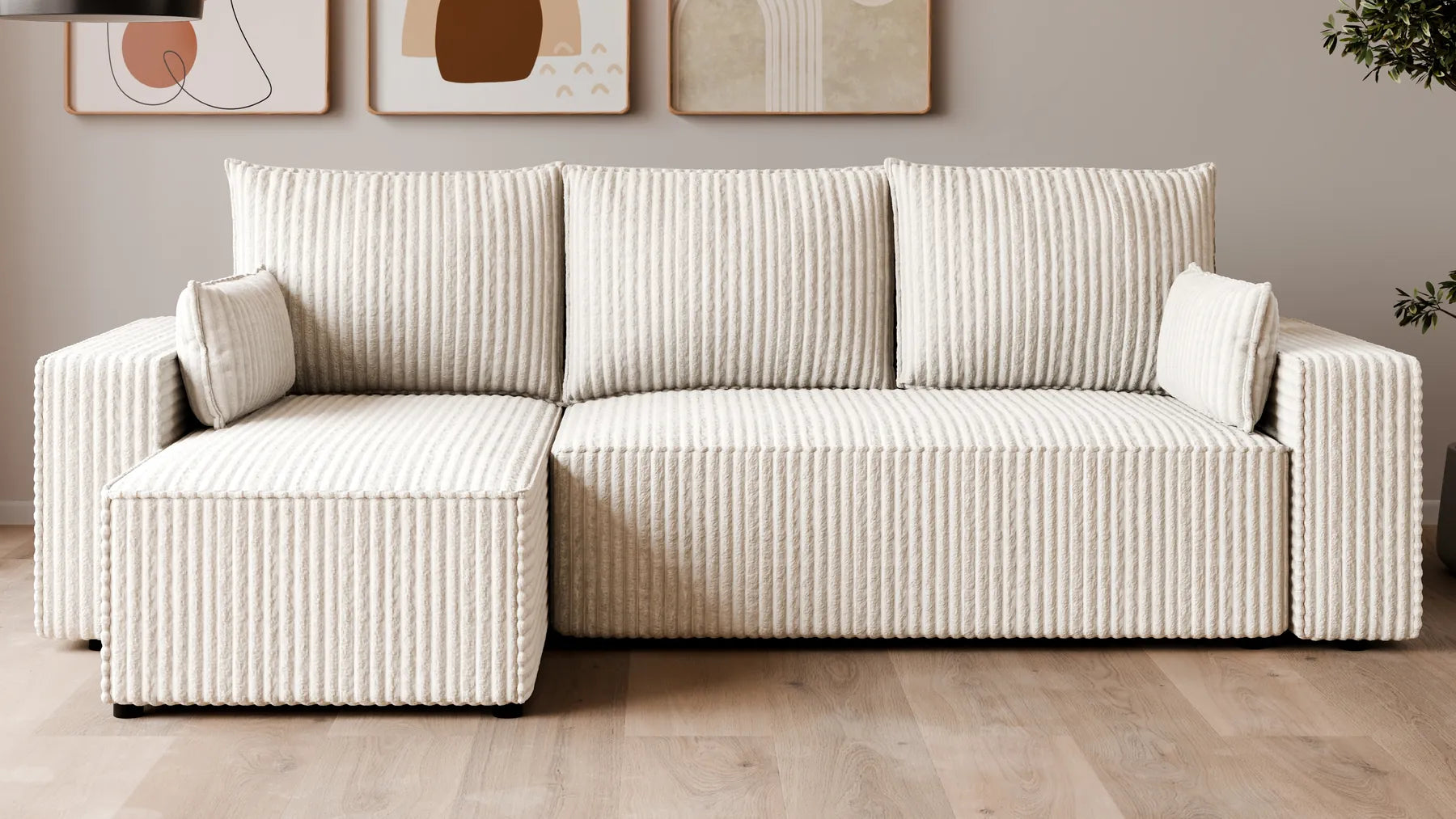 Ecksofa mit Schlaffunktion – Tobi Cordstoff Ambience, L-Form