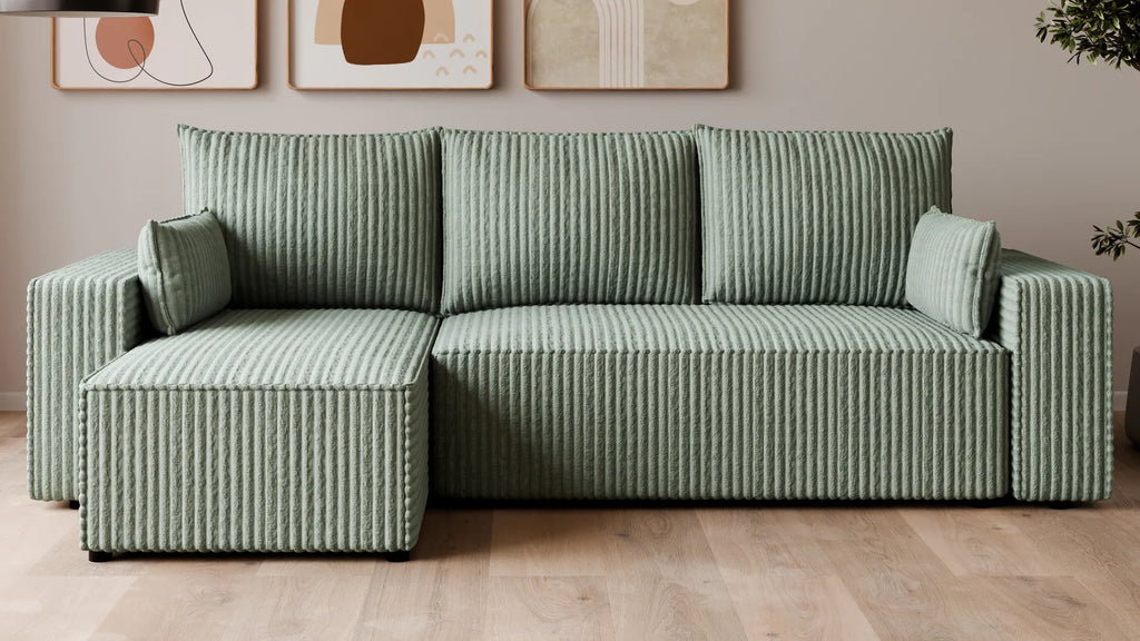 Ecksofa mit Schlaffunktion – Tobi Cordstoff Ambience, L-Form