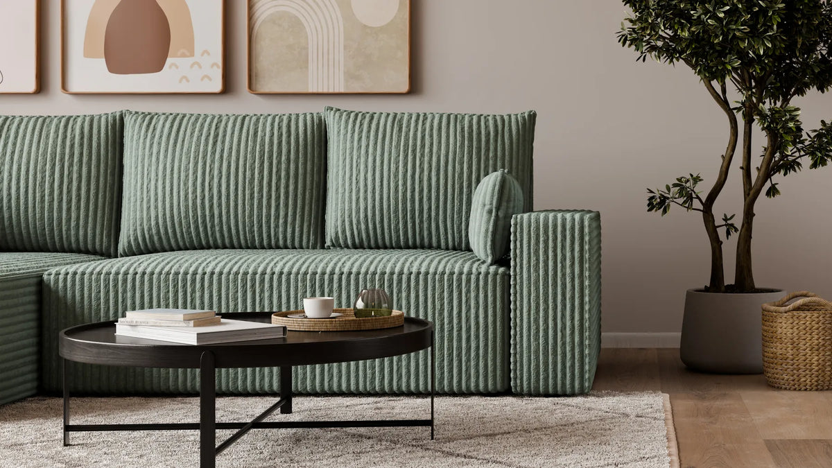 Ecksofa mit Schlaffunktion – Tobi Cordstoff Ambience, L-Form